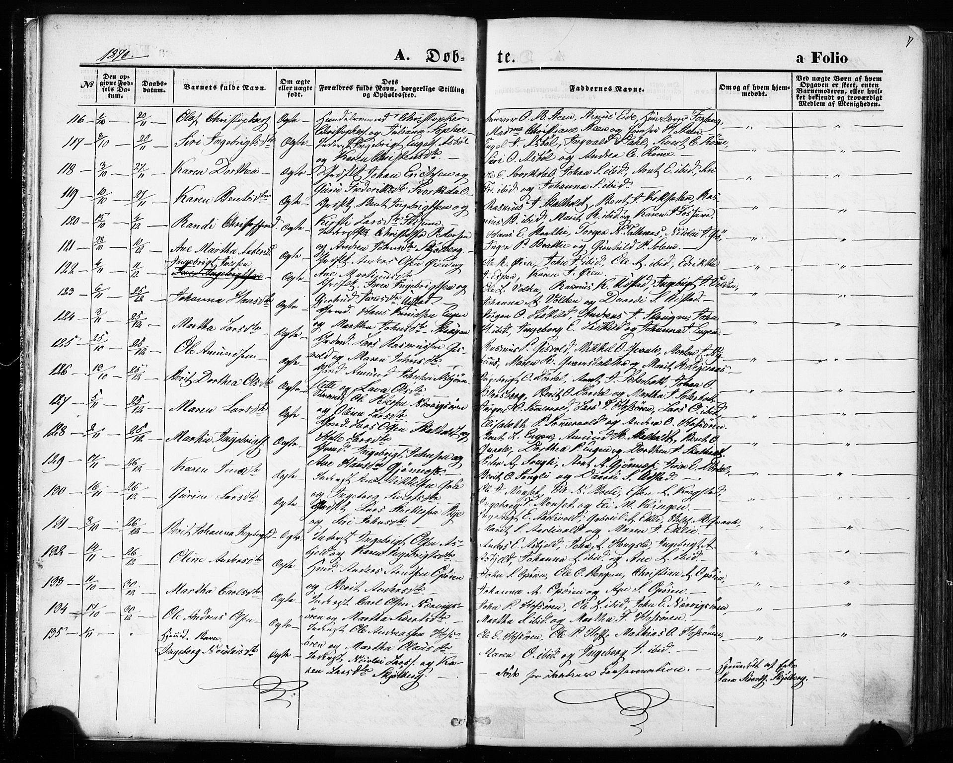 Ministerialprotokoller, klokkerbøker og fødselsregistre - Sør-Trøndelag, SAT/A-1456/668/L0807: Parish register (official) no. 668A07, 1870-1880, p. 7