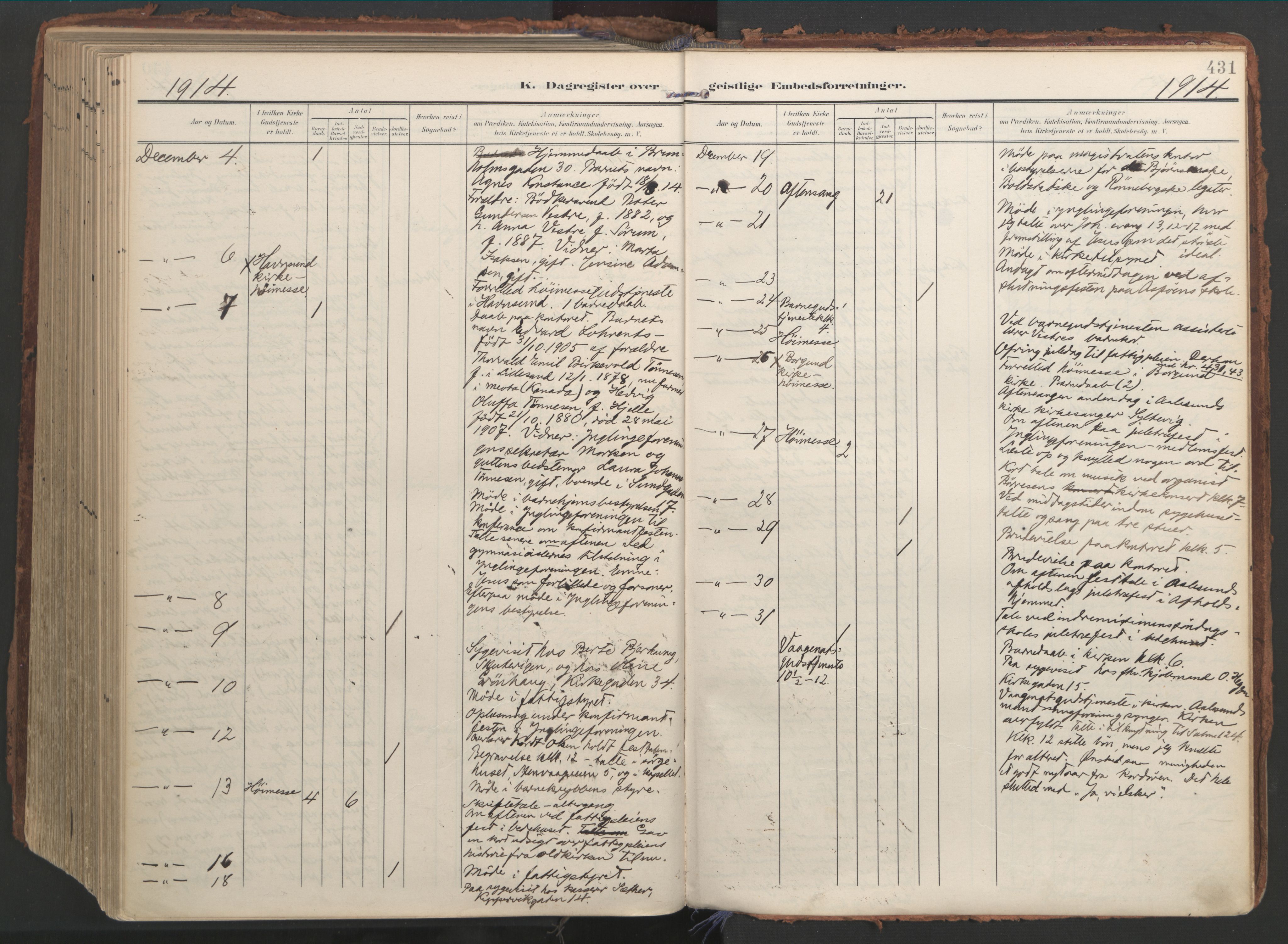 Ministerialprotokoller, klokkerbøker og fødselsregistre - Møre og Romsdal, AV/SAT-A-1454/529/L0459: Parish register (official) no. 529A09, 1904-1917, p. 431