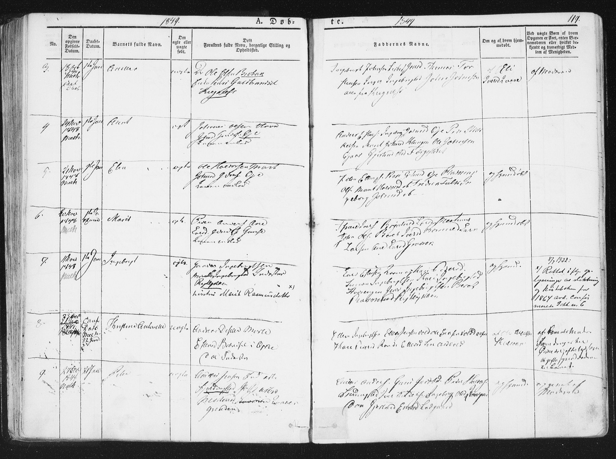 Ministerialprotokoller, klokkerbøker og fødselsregistre - Sør-Trøndelag, SAT/A-1456/691/L1074: Parish register (official) no. 691A06, 1842-1852, p. 119