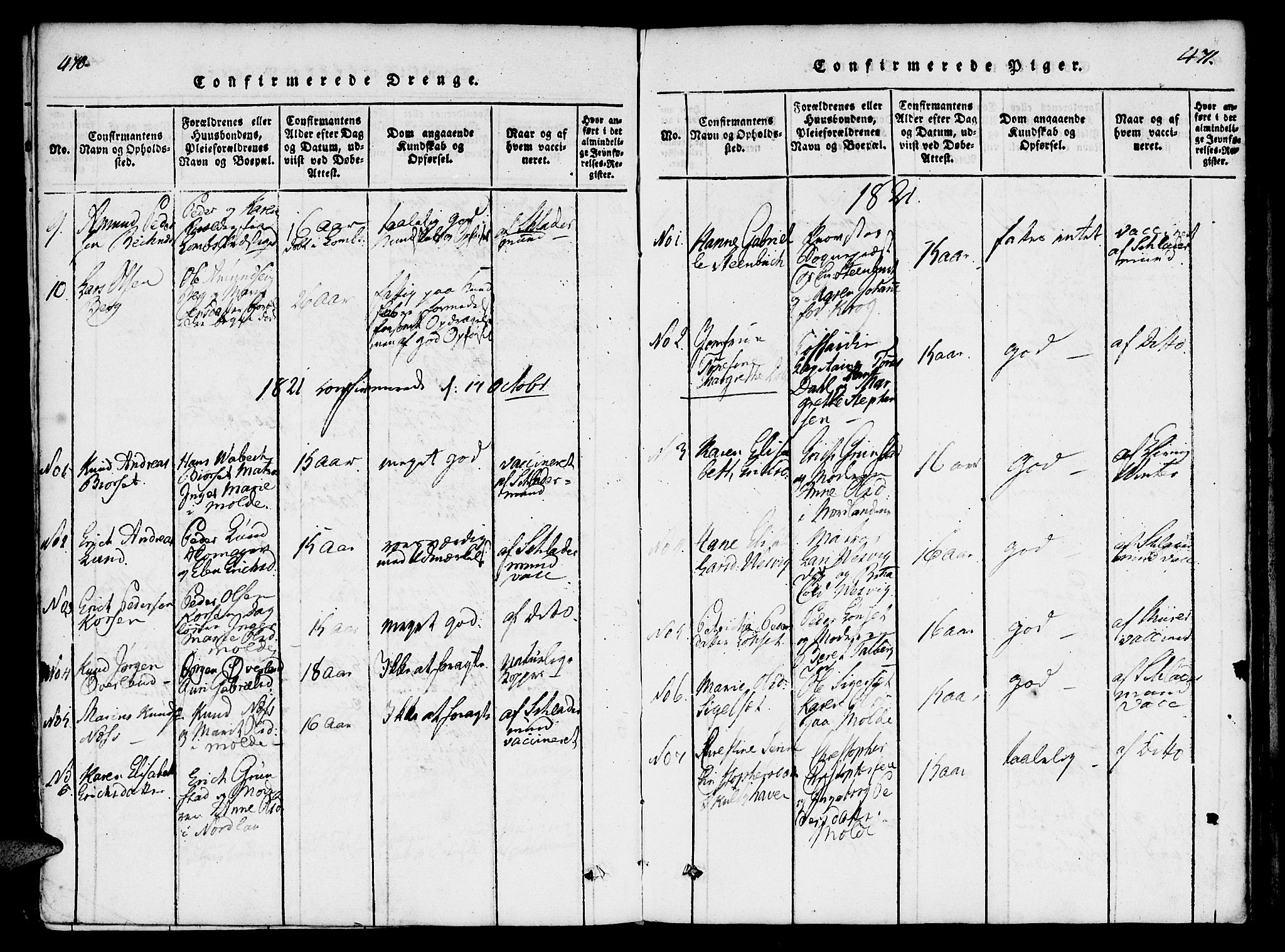 Ministerialprotokoller, klokkerbøker og fødselsregistre - Møre og Romsdal, SAT/A-1454/558/L0688: Parish register (official) no. 558A02, 1818-1843, p. 470-471