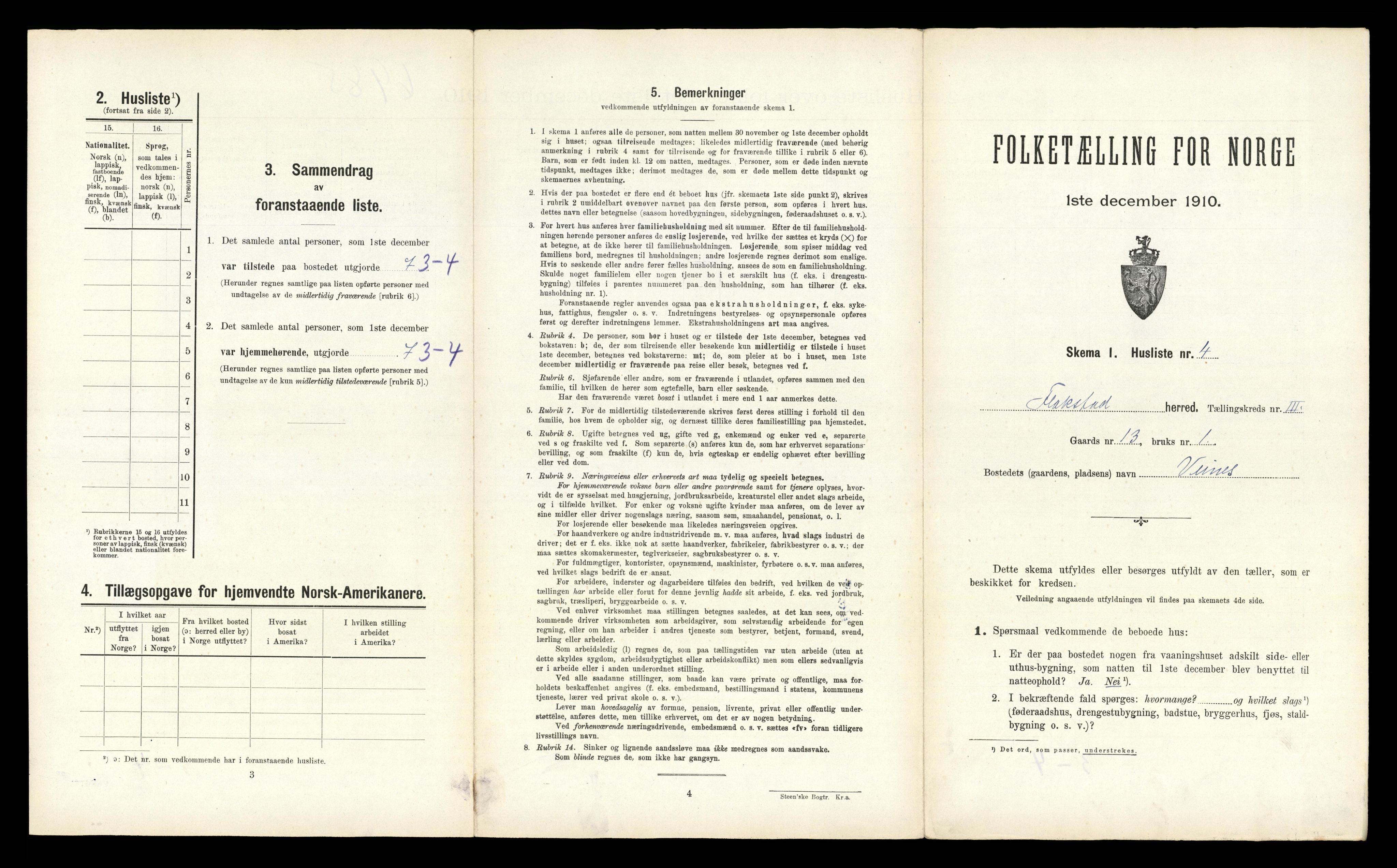 RA, 1910 census for Flakstad, 1910, p. 274