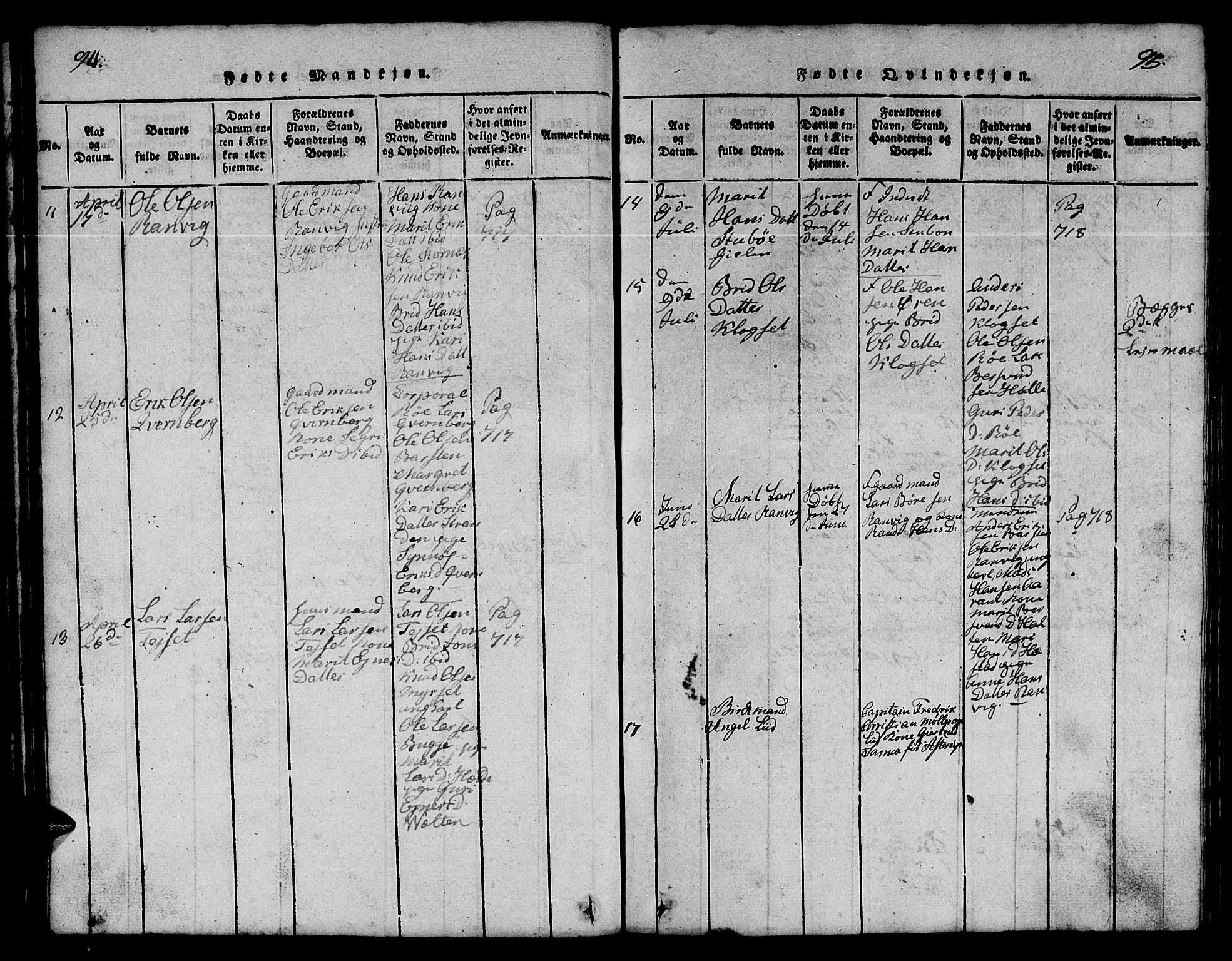 Ministerialprotokoller, klokkerbøker og fødselsregistre - Møre og Romsdal, AV/SAT-A-1454/551/L0629: Parish register (copy) no. 551C01, 1818-1839, p. 94-95