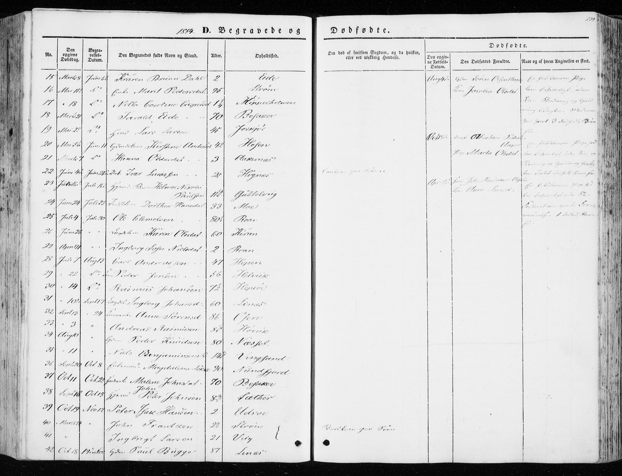 Ministerialprotokoller, klokkerbøker og fødselsregistre - Sør-Trøndelag, SAT/A-1456/657/L0704: Parish register (official) no. 657A05, 1846-1857, p. 239
