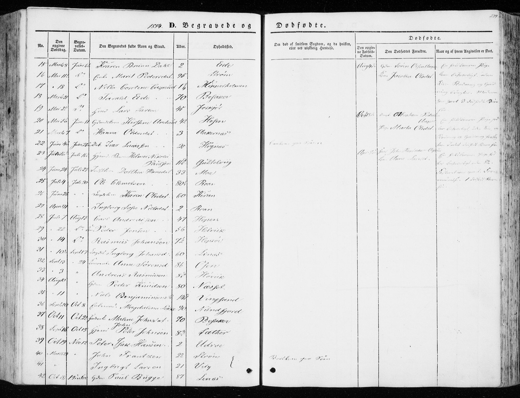 Ministerialprotokoller, klokkerbøker og fødselsregistre - Sør-Trøndelag, AV/SAT-A-1456/657/L0704: Parish register (official) no. 657A05, 1846-1857, p. 239