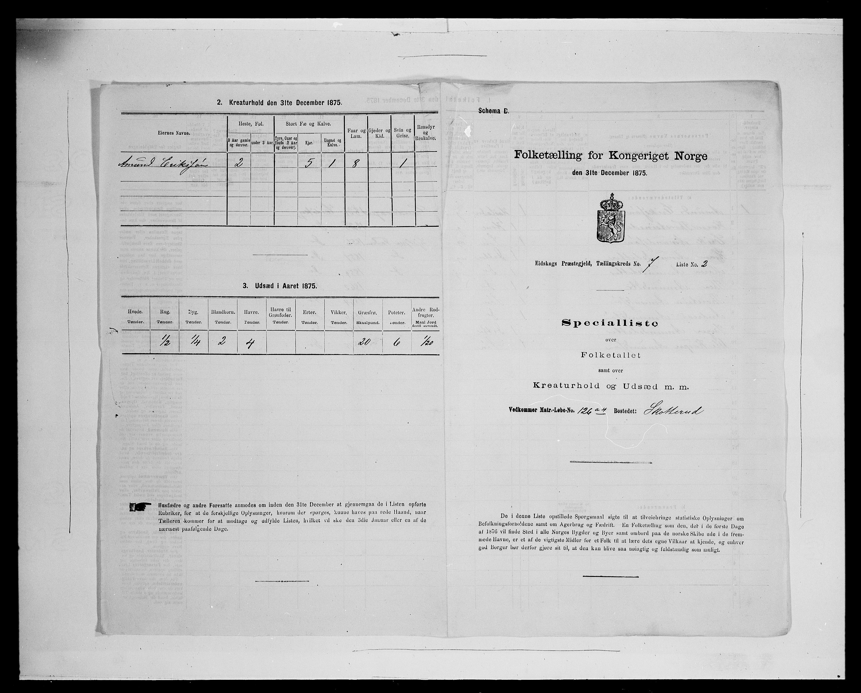 SAH, 1875 census for 0420P Eidskog, 1875, p. 1061