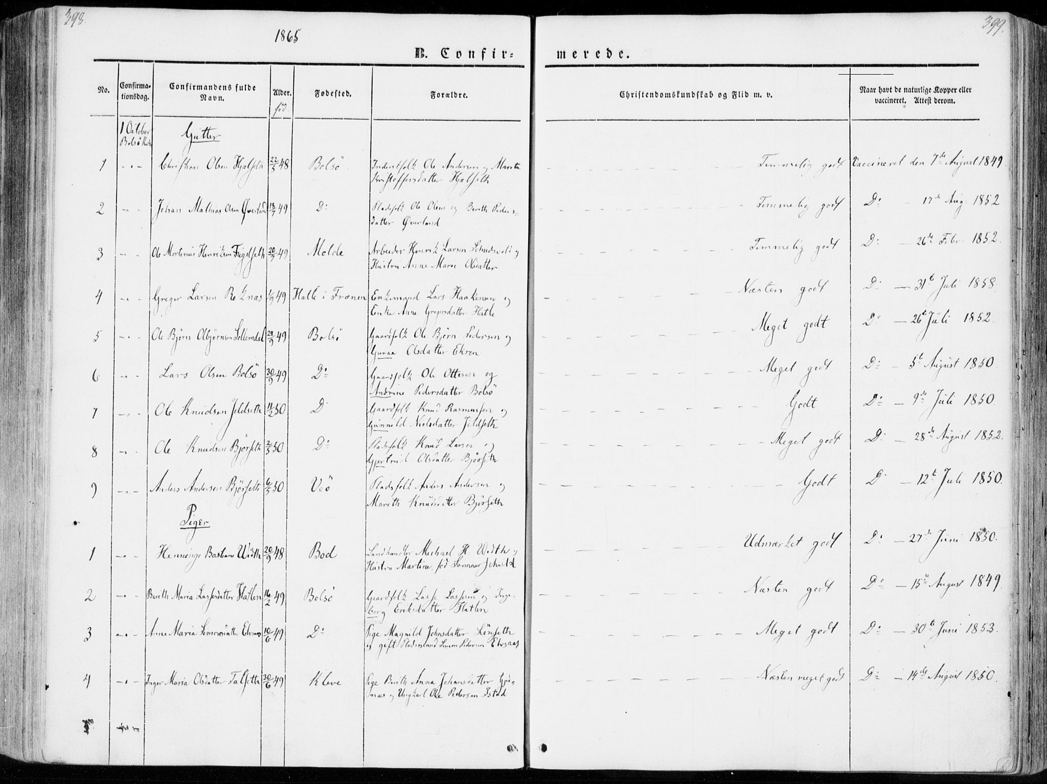 Ministerialprotokoller, klokkerbøker og fødselsregistre - Møre og Romsdal, SAT/A-1454/555/L0653: Parish register (official) no. 555A04, 1843-1869, p. 398-399