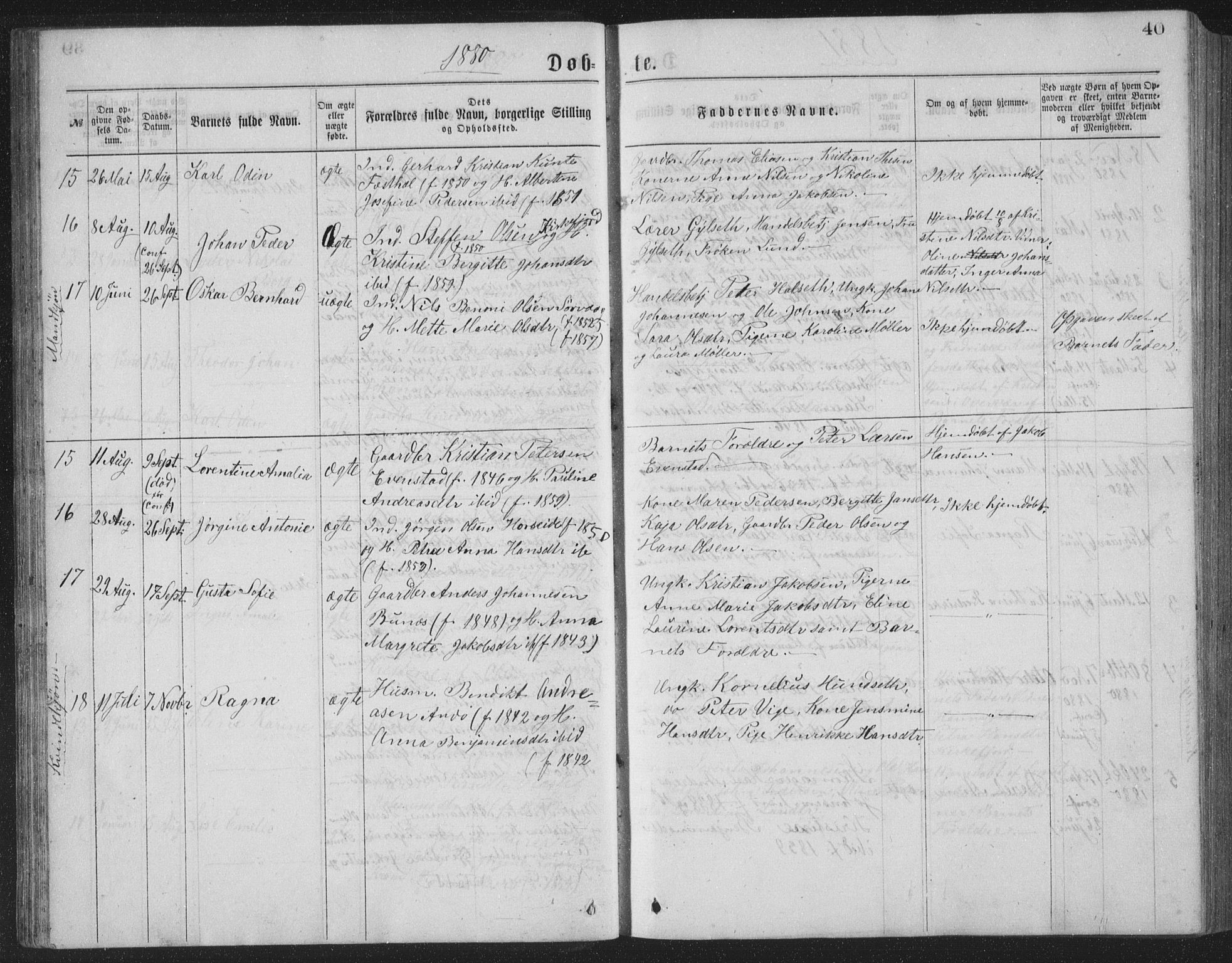 Ministerialprotokoller, klokkerbøker og fødselsregistre - Nordland, AV/SAT-A-1459/886/L1225: Parish register (copy) no. 886C02, 1874-1896, p. 40