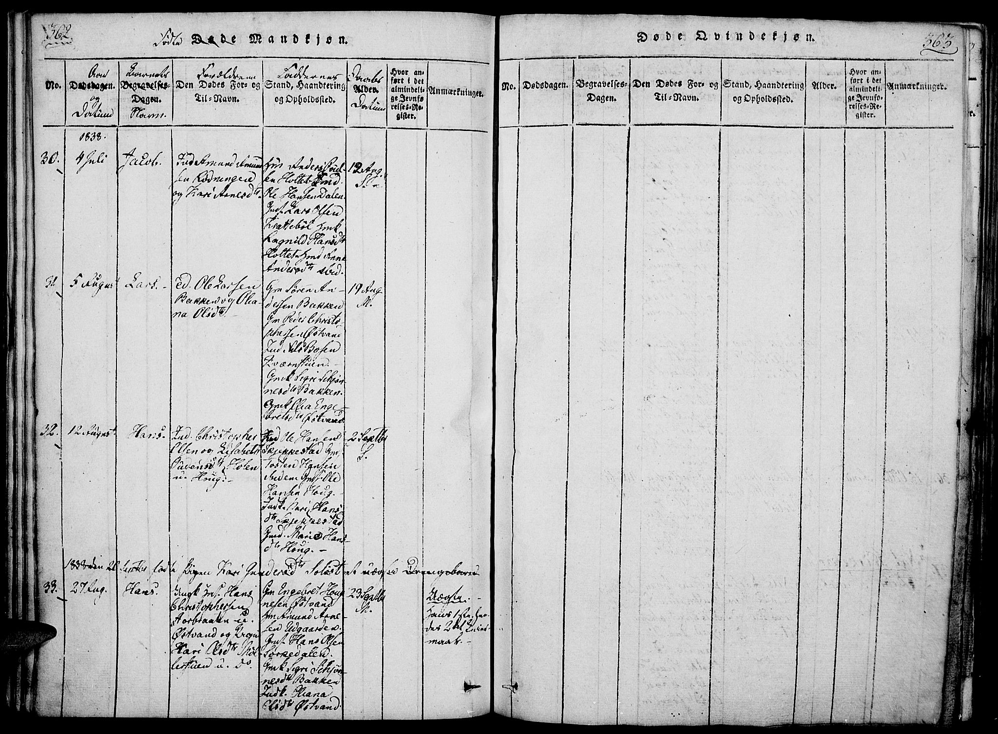 Nord-Odal prestekontor, SAH/PREST-032/H/Ha/Haa/L0001: Parish register (official) no. 1, 1819-1838, p. 362-363