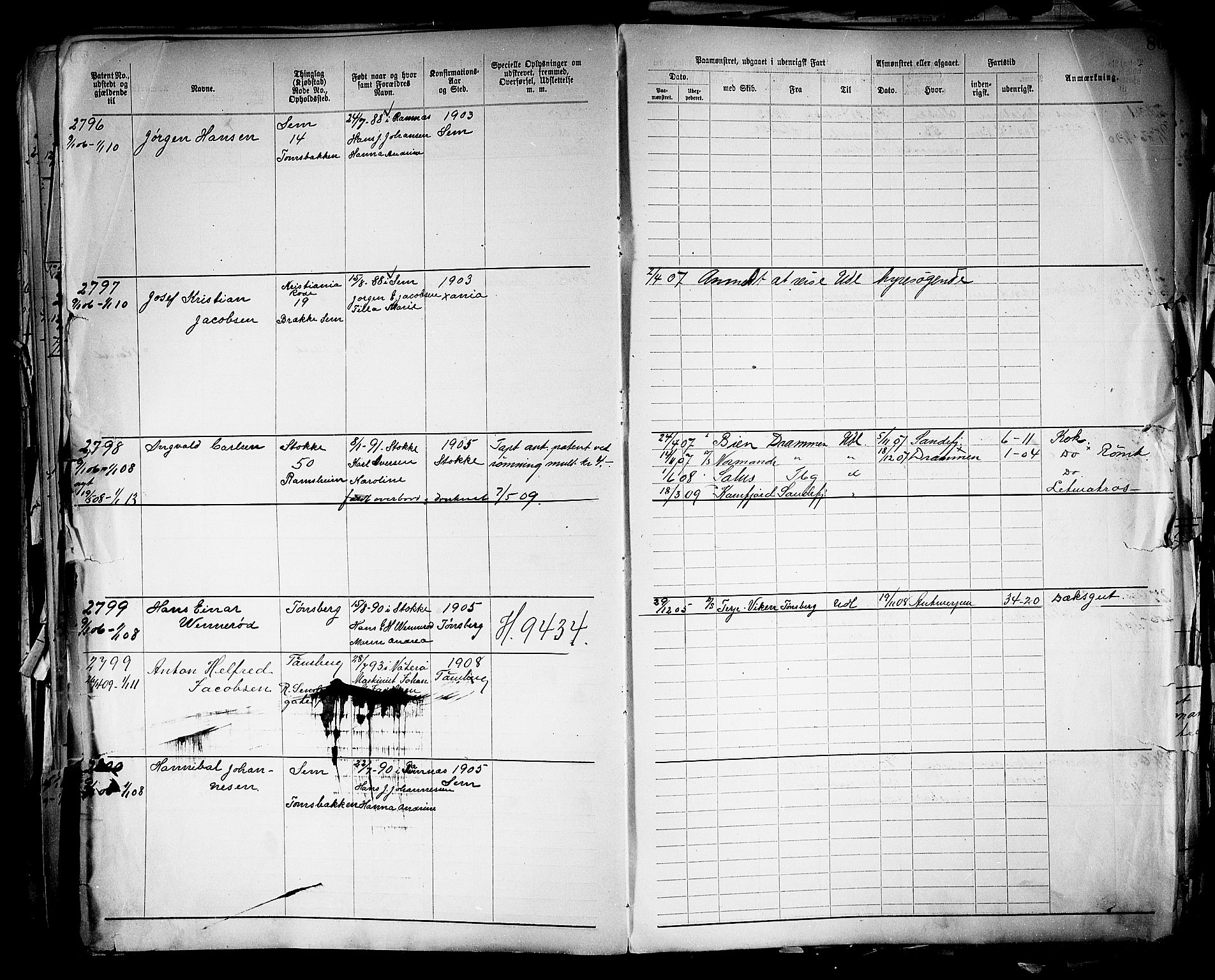 Tønsberg innrulleringskontor, SAKO/A-786/F/Fb/L0005: Annotasjonsrulle Patent nr. 2401-4080, 1904-1910, p. 84