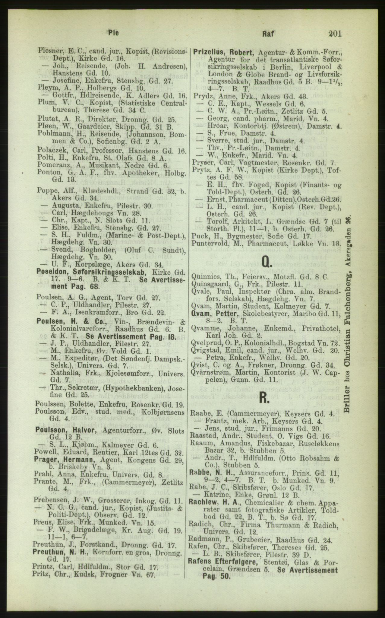 Kristiania/Oslo adressebok, PUBL/-, 1883, p. 201