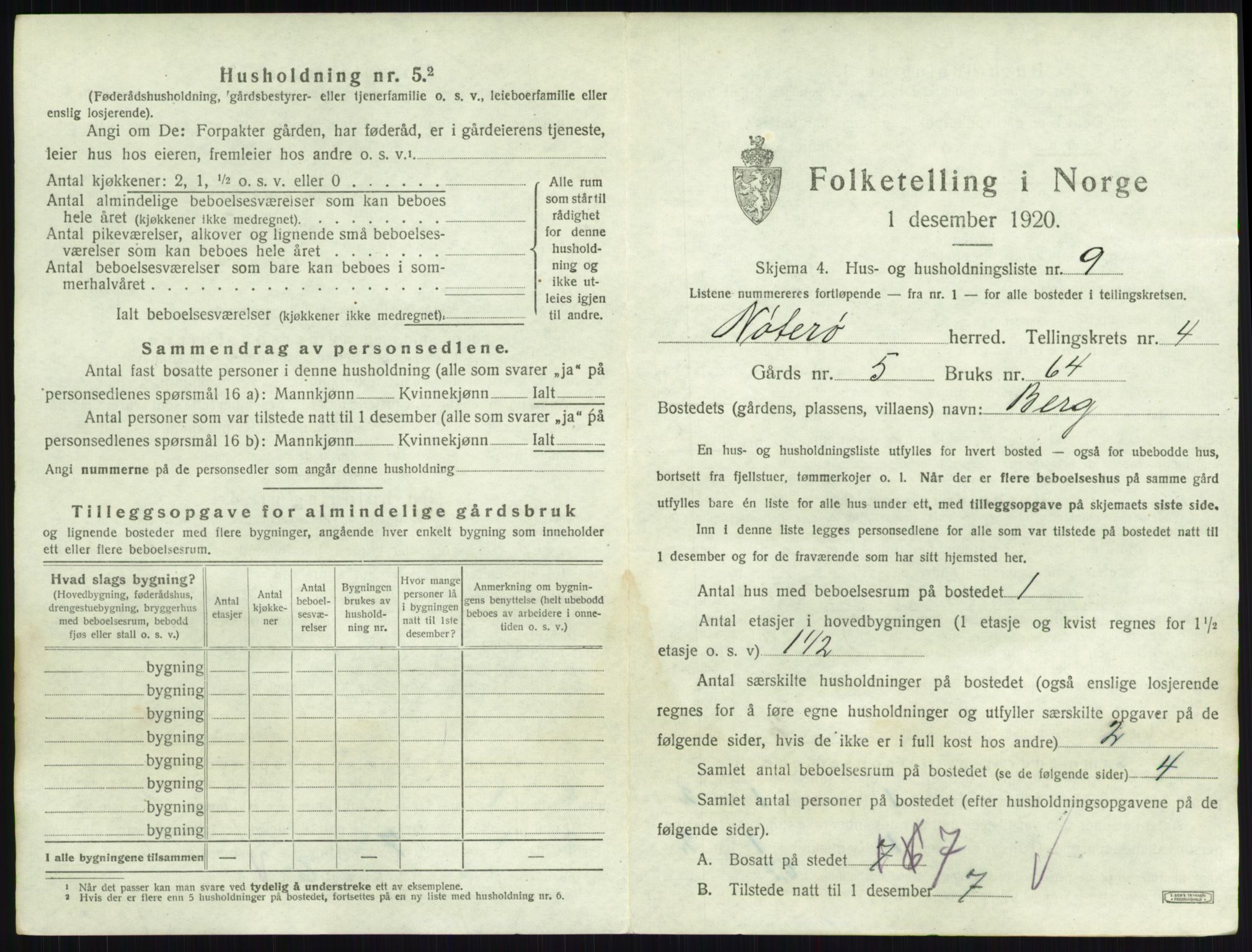 SAKO, 1920 census for Nøtterøy, 1920, p. 711