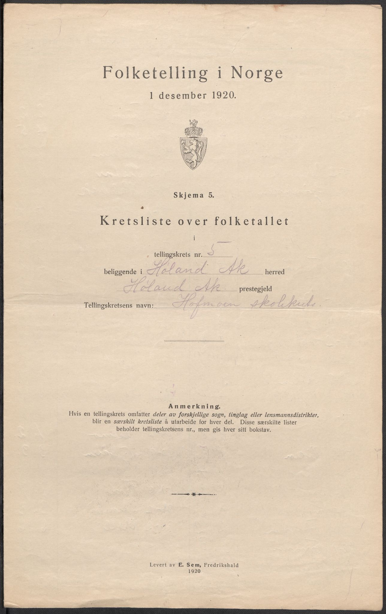 SAO, 1920 census for Høland, 1920, p. 25