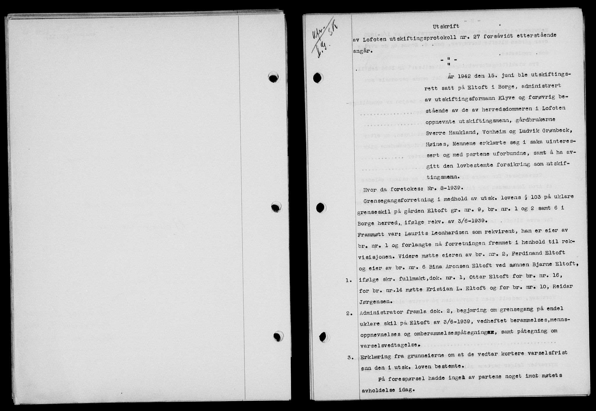 Lofoten sorenskriveri, SAT/A-0017/1/2/2C/L0011a: Mortgage book no. 11a, 1943-1943, Diary no: : 1338/1943