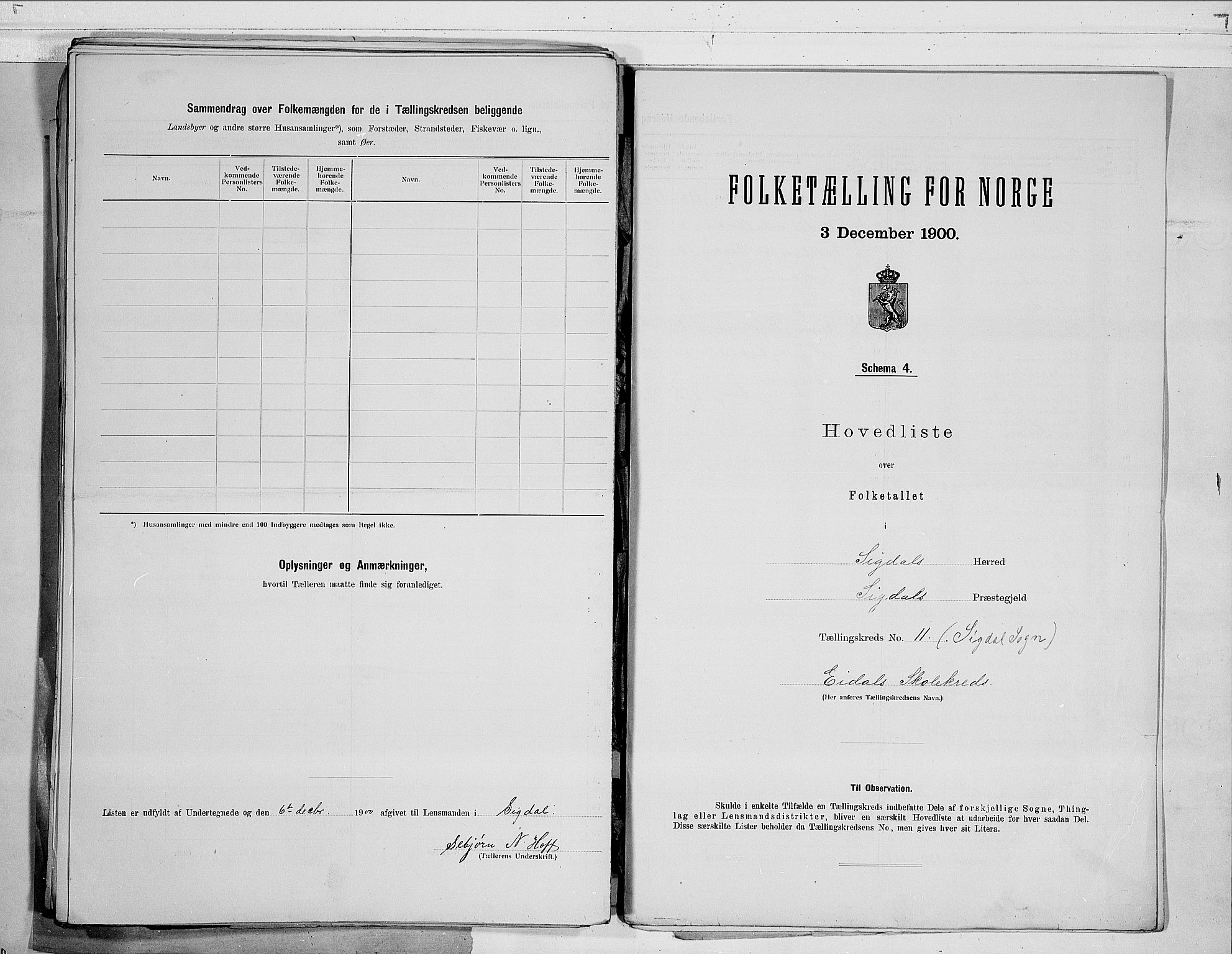 RA, 1900 census for Sigdal, 1900, p. 60