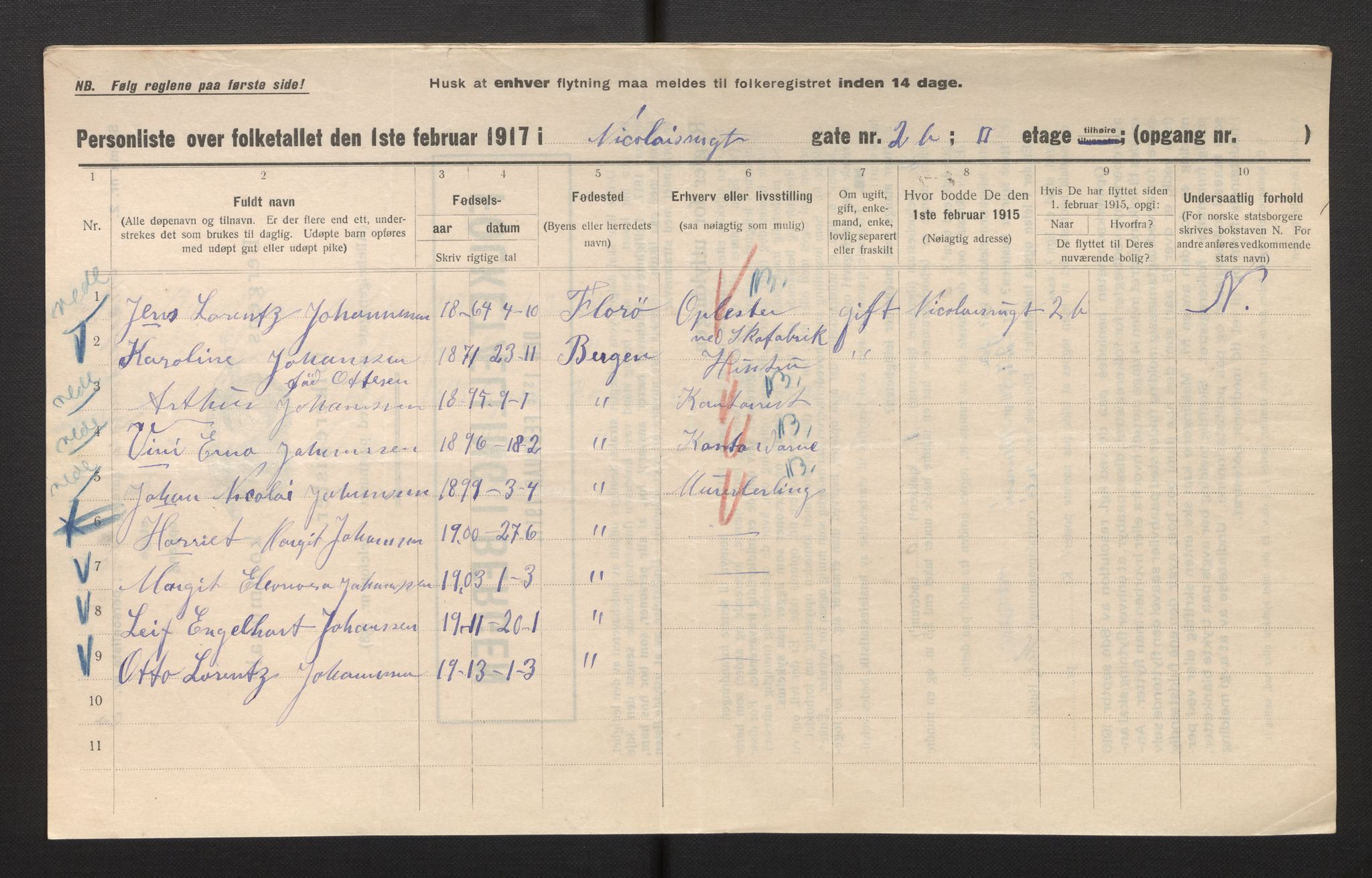 SAB, Municipal Census 1917 for Bergen, 1917, p. 25558