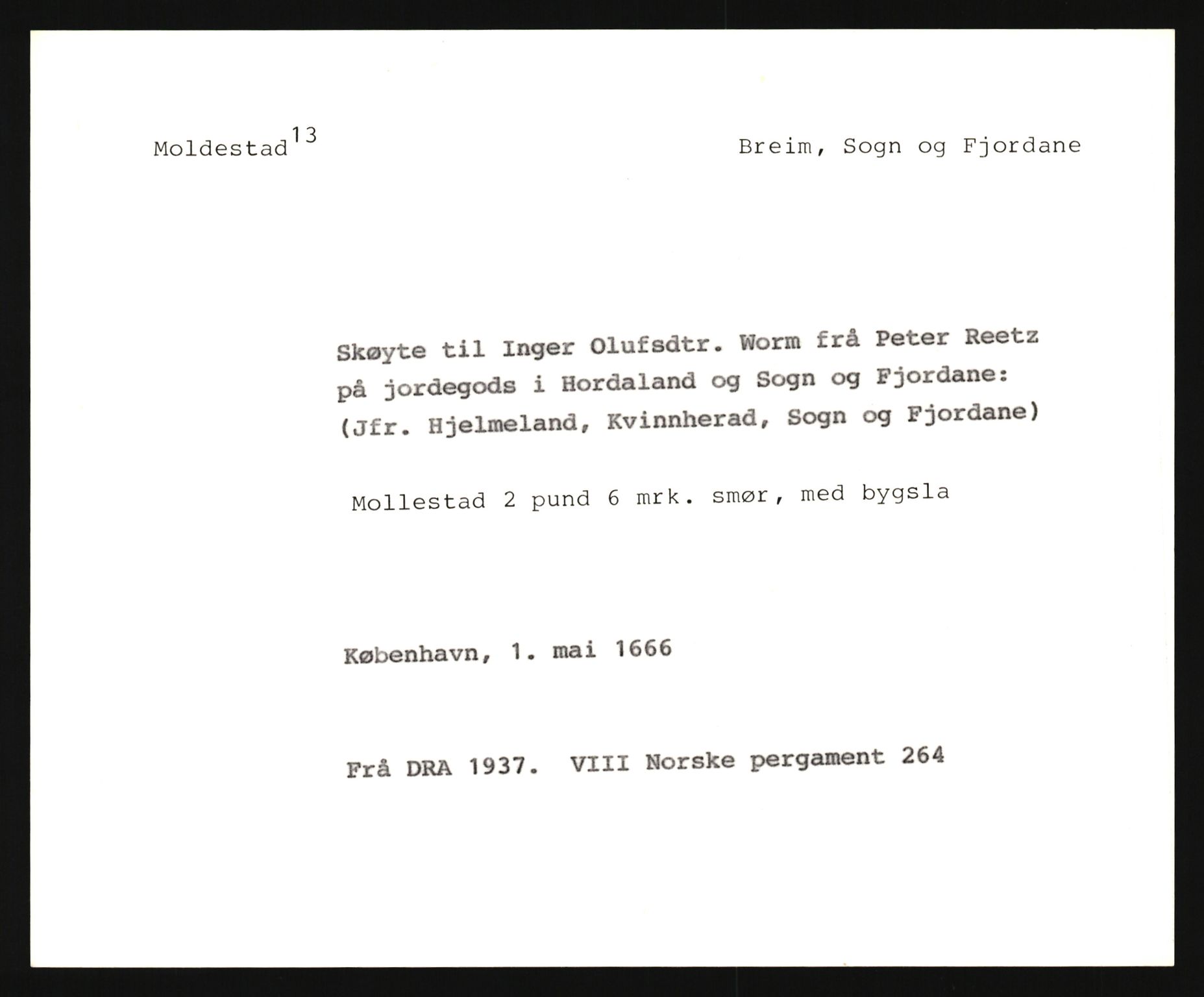 Riksarkivets diplomsamling, AV/RA-EA-5965/F35/F35e/L0030: Registreringssedler Sogn og Fjordane, 1400-1700, p. 727