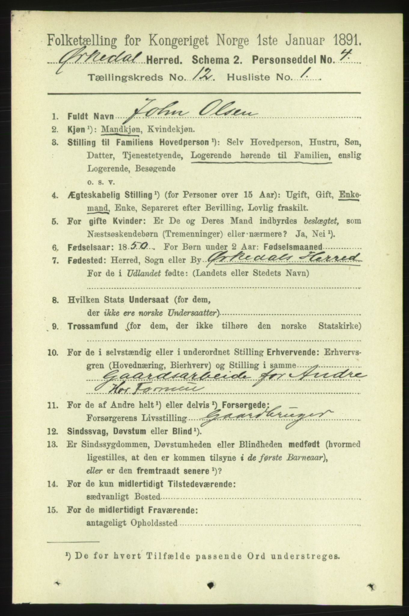 RA, 1891 census for 1638 Orkdal, 1891, p. 5583