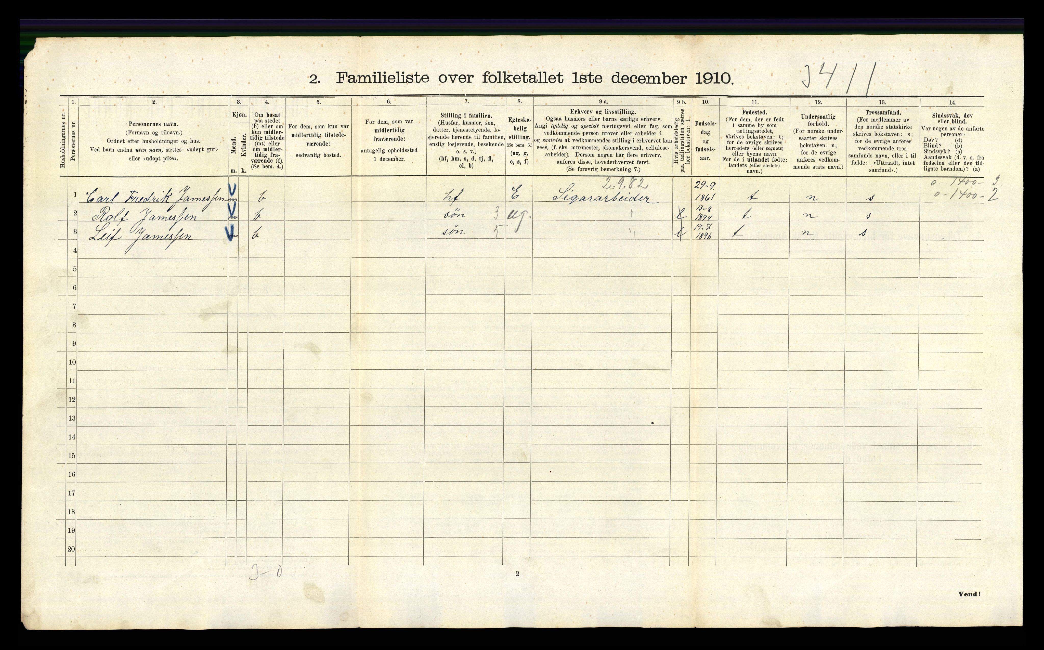 RA, 1910 census for Kristiania, 1910, p. 33424