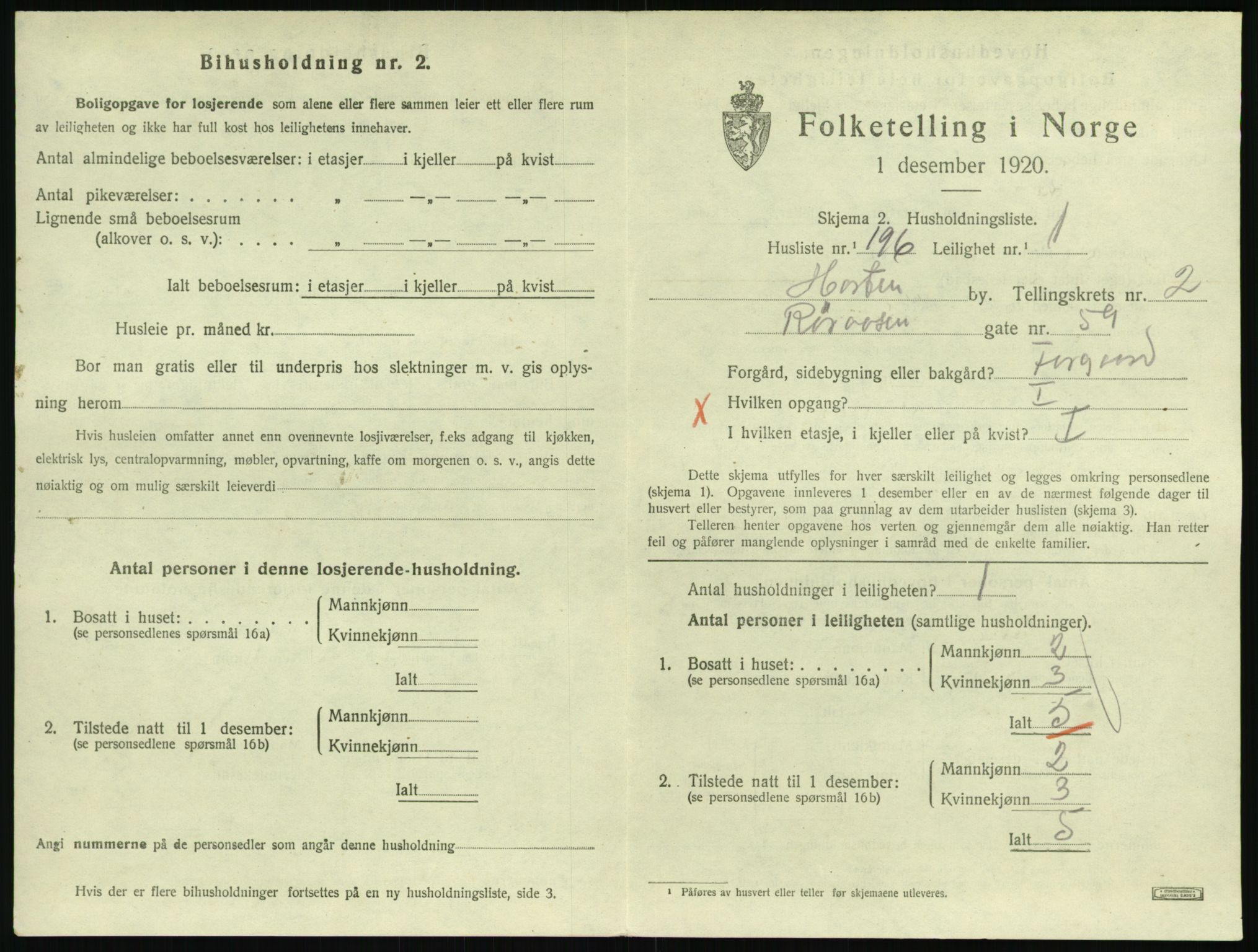 SAKO, 1920 census for Horten, 1920, p. 4055