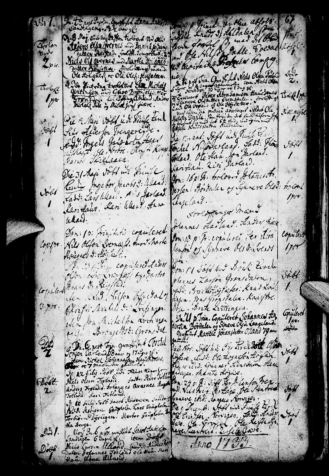 Os sokneprestembete, SAB/A-99929: Parish register (official) no. A 4, 1669-1760, p. 67