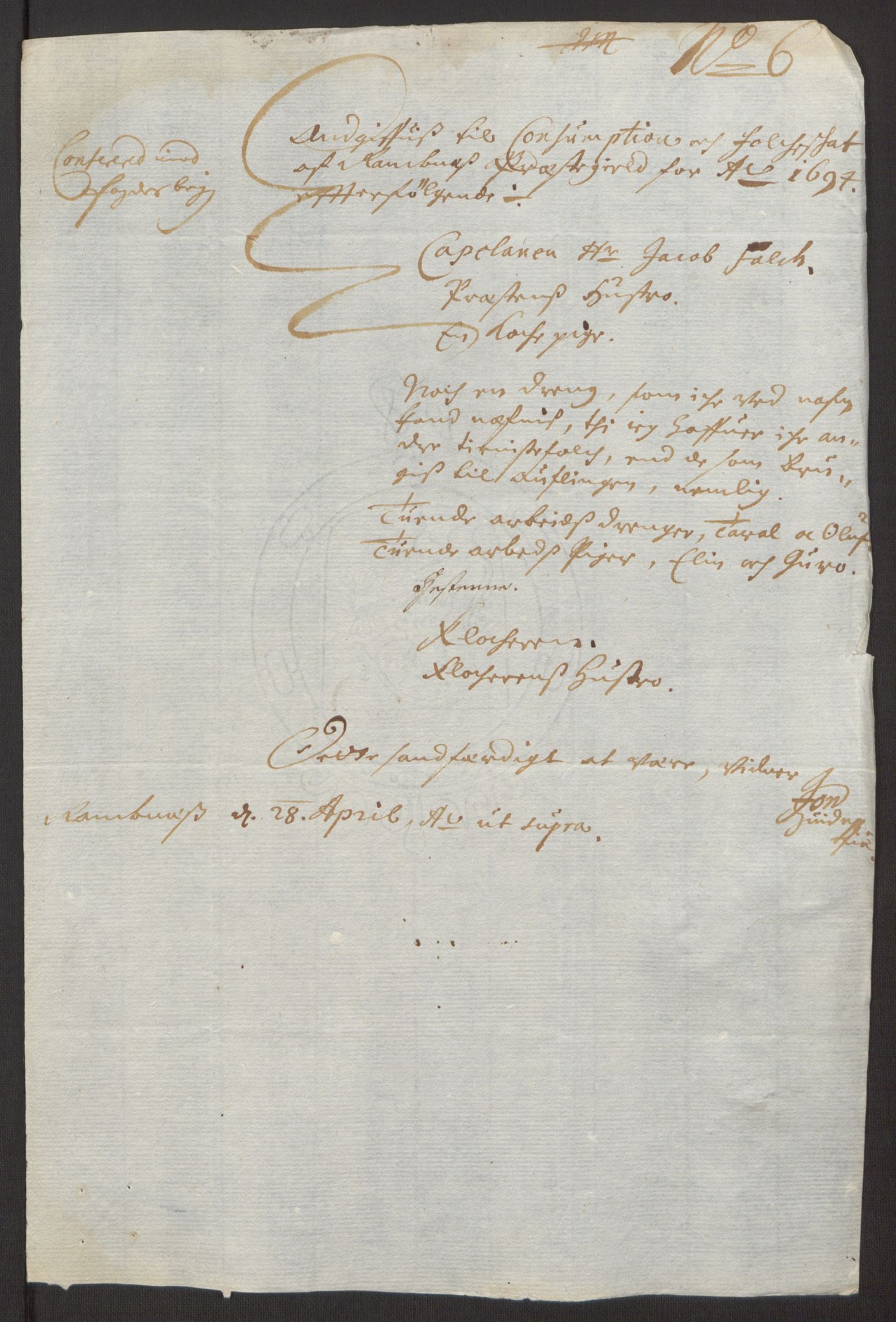 Rentekammeret inntil 1814, Reviderte regnskaper, Fogderegnskap, RA/EA-4092/R32/L1867: Fogderegnskap Jarlsberg grevskap, 1694-1696, p. 34