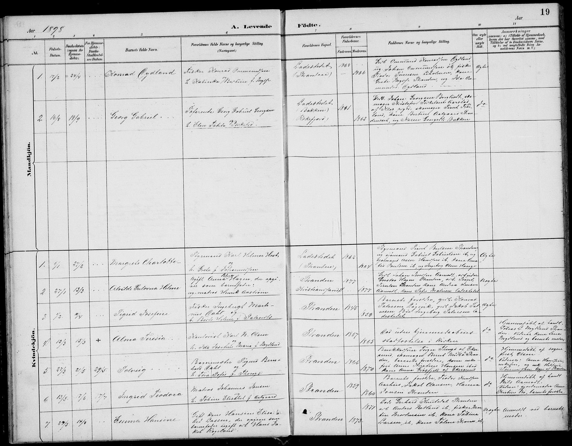 Sokndal sokneprestkontor, SAST/A-101808: Parish register (copy) no. B 5, 1887-1934, p. 19