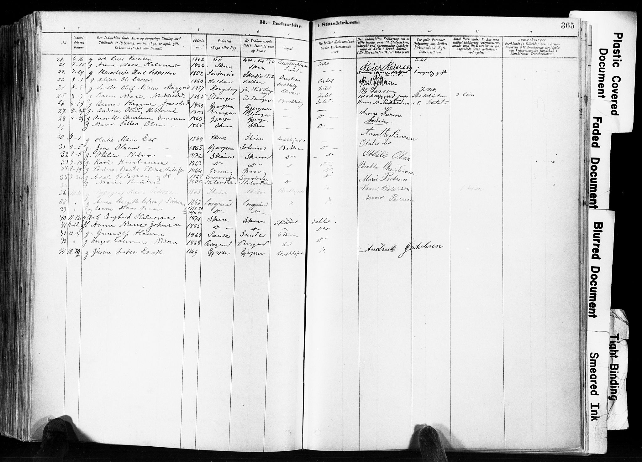 Skien kirkebøker, SAKO/A-302/F/Fa/L0009: Parish register (official) no. 9, 1878-1890, p. 365