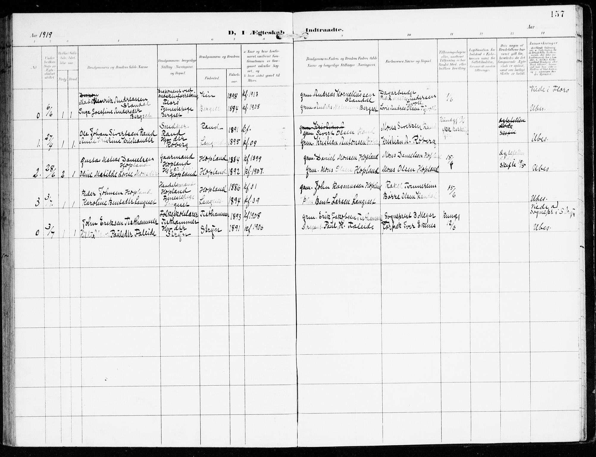 Innvik sokneprestembete, AV/SAB-A-80501: Parish register (official) no. D 2, 1900-1921, p. 157