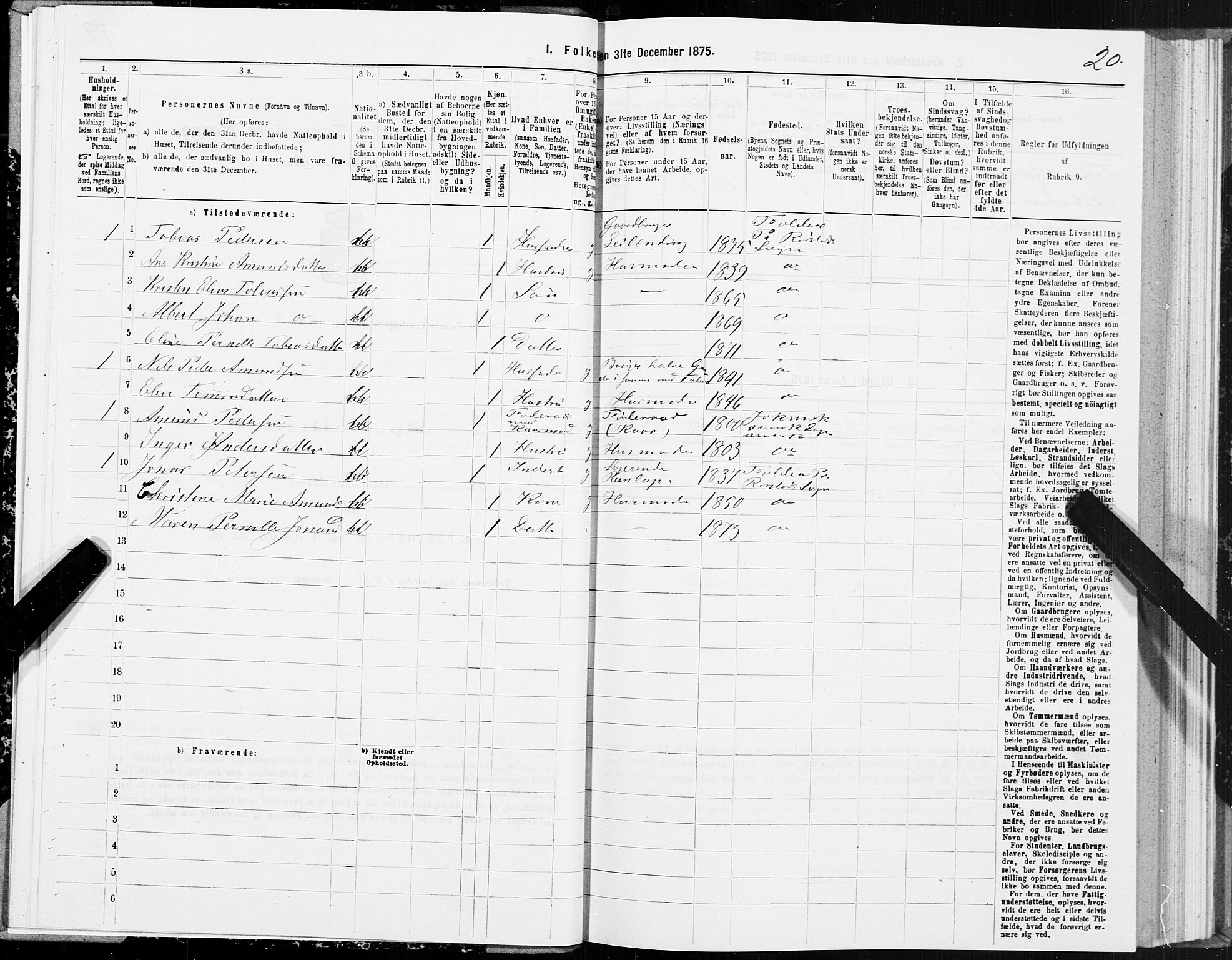 SAT, 1875 census for 1845P Folda, 1875, p. 3020