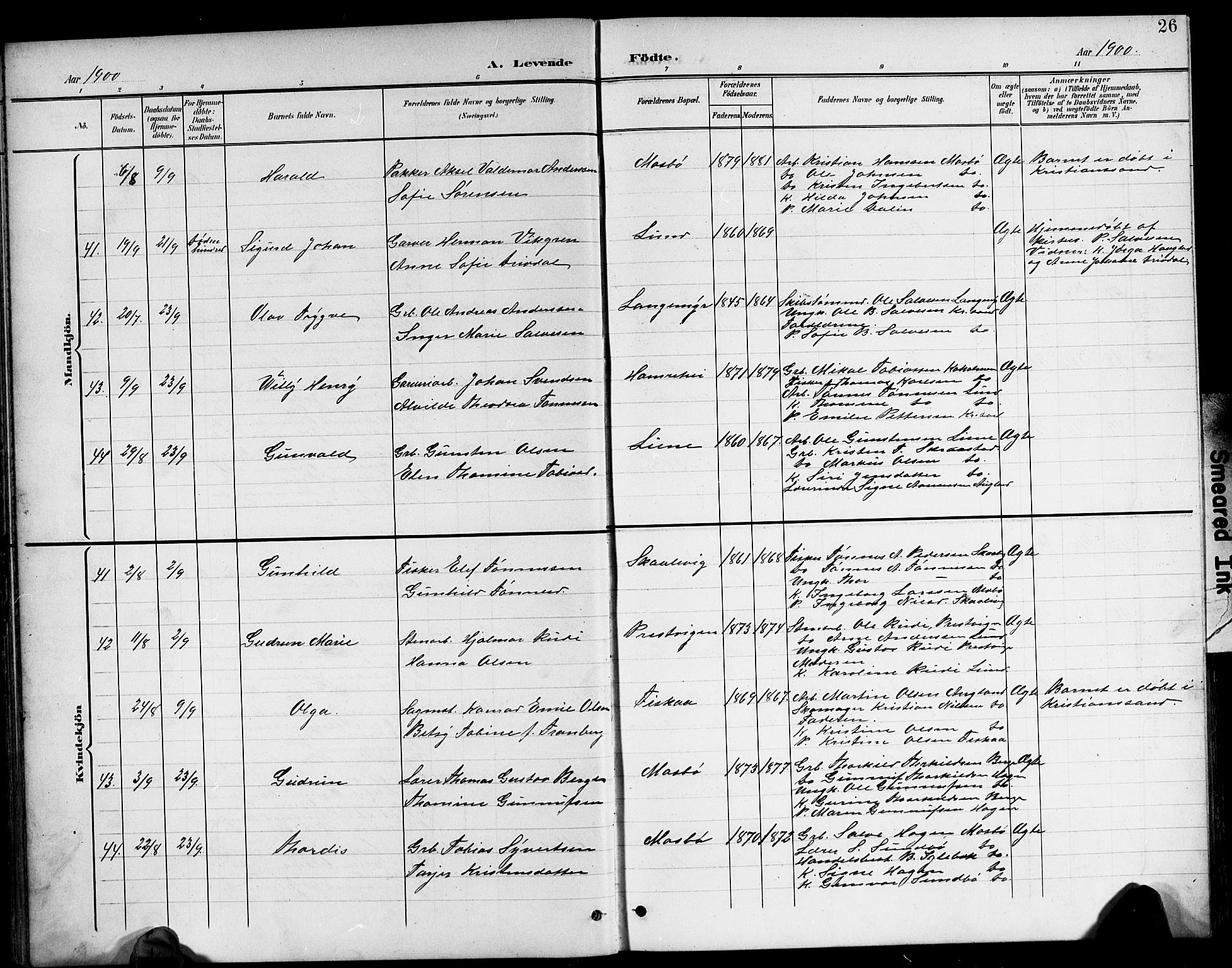 Oddernes sokneprestkontor, AV/SAK-1111-0033/F/Fb/Fba/L0009: Parish register (copy) no. B 9, 1899-1923, p. 26