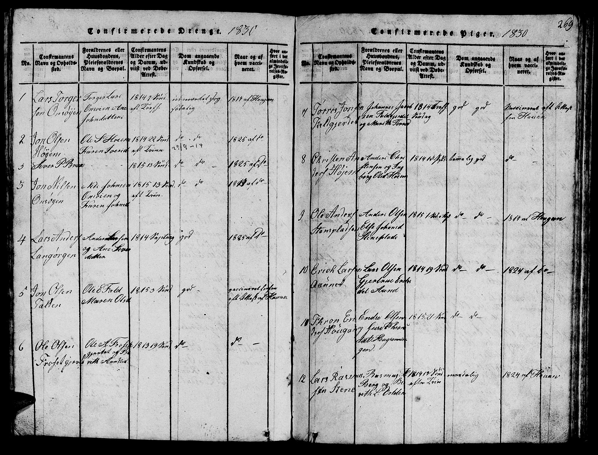 Ministerialprotokoller, klokkerbøker og fødselsregistre - Sør-Trøndelag, SAT/A-1456/612/L0385: Parish register (copy) no. 612C01, 1816-1845, p. 269