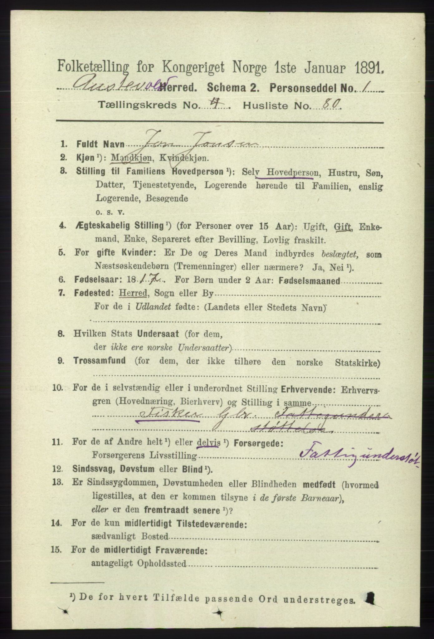 RA, 1891 census for 1244 Austevoll, 1891, p. 1893