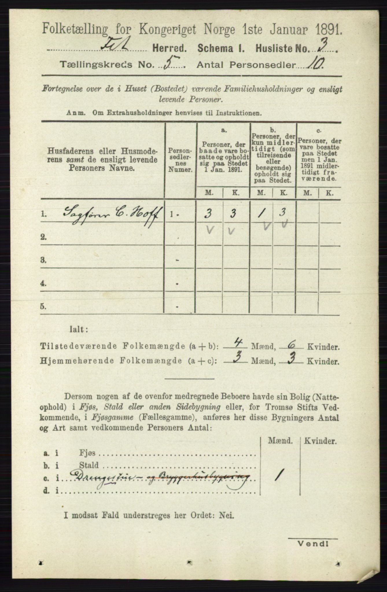 RA, 1891 census for 0227 Fet, 1891, p. 1540