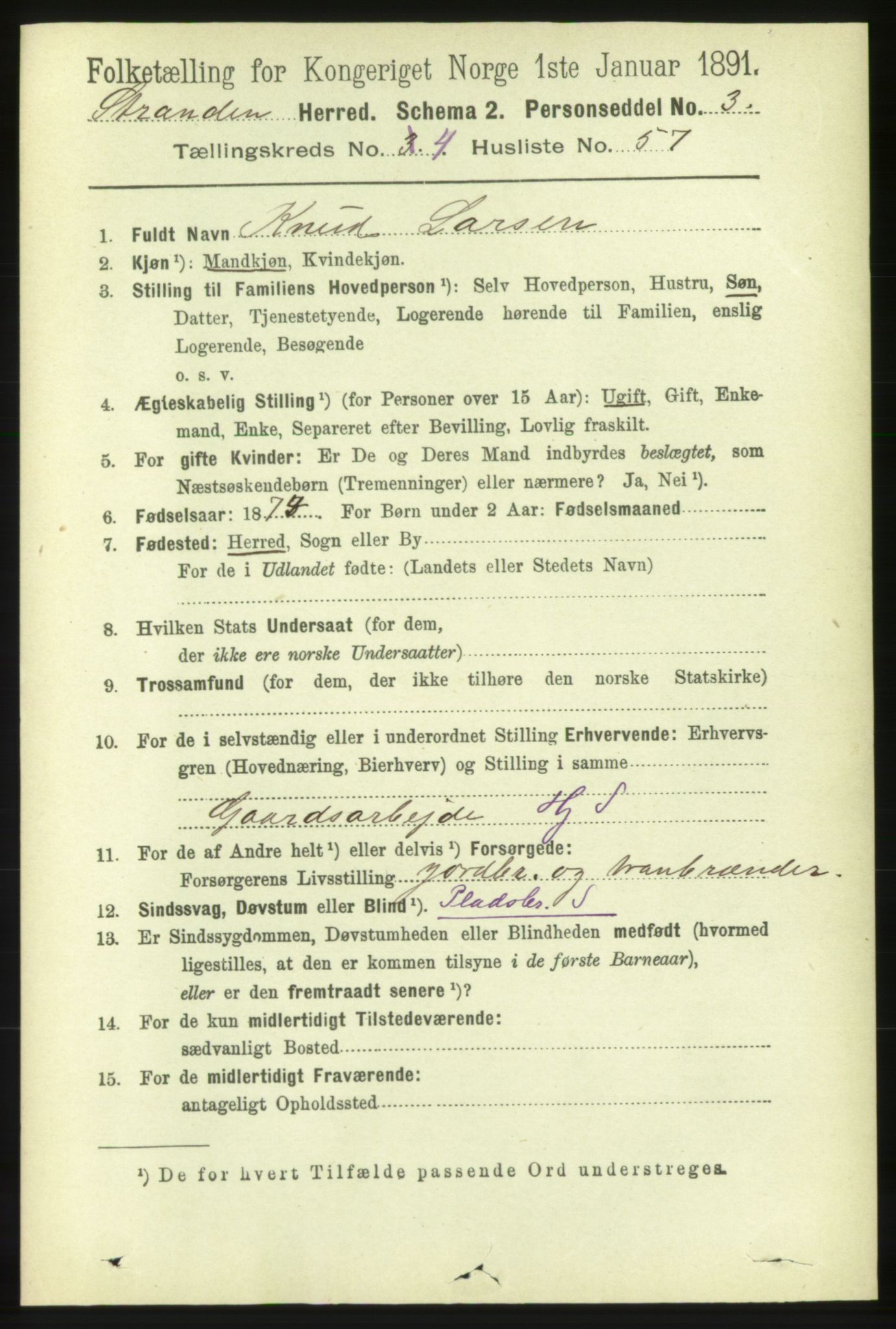 RA, 1891 census for 1525 Stranda, 1891, p. 956