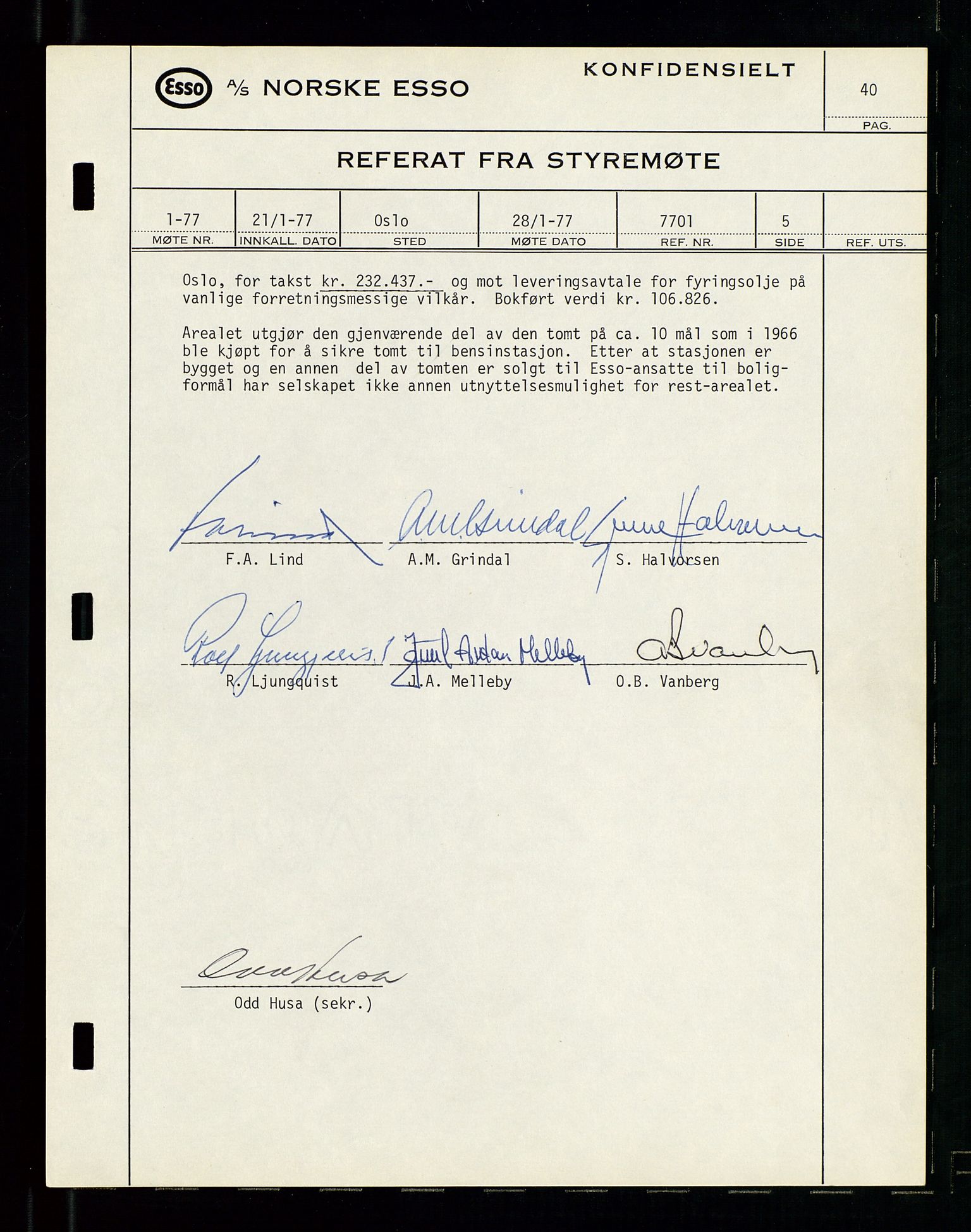 Pa 0982 - Esso Norge A/S, AV/SAST-A-100448/A/Aa/L0003/0003: Den administrerende direksjon Board minutes (styrereferater) og Bedriftforsamlingsprotokoll / Den administrerende direksjon Board minutes (styrereferater), 1975-1985, p. 40