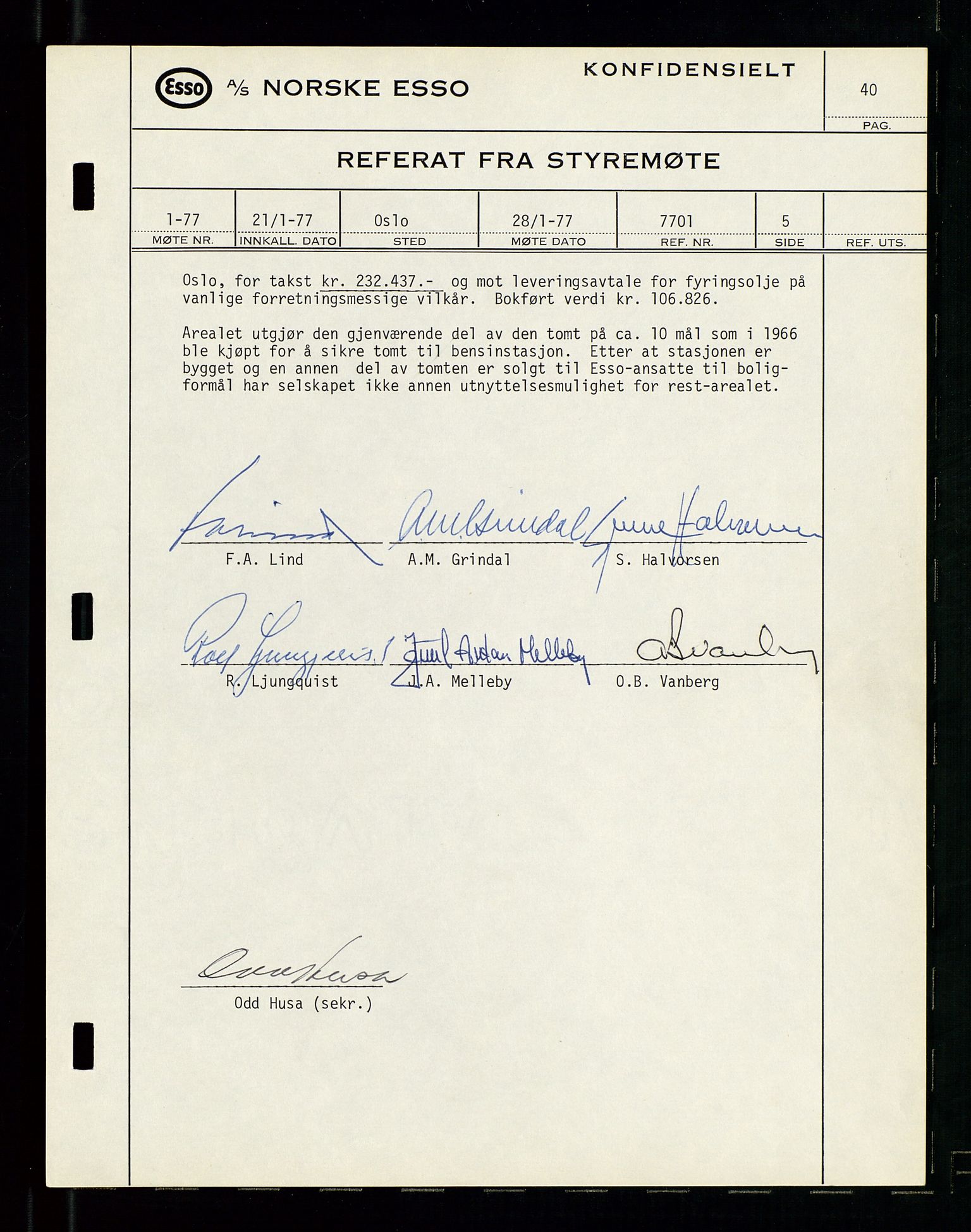 Pa 0982 - Esso Norge A/S, SAST/A-100448/A/Aa/L0003/0003: Den administrerende direksjon Board minutes (styrereferater) og Bedriftforsamlingsprotokoll / Den administrerende direksjon Board minutes (styrereferater), 1975-1985, p. 40