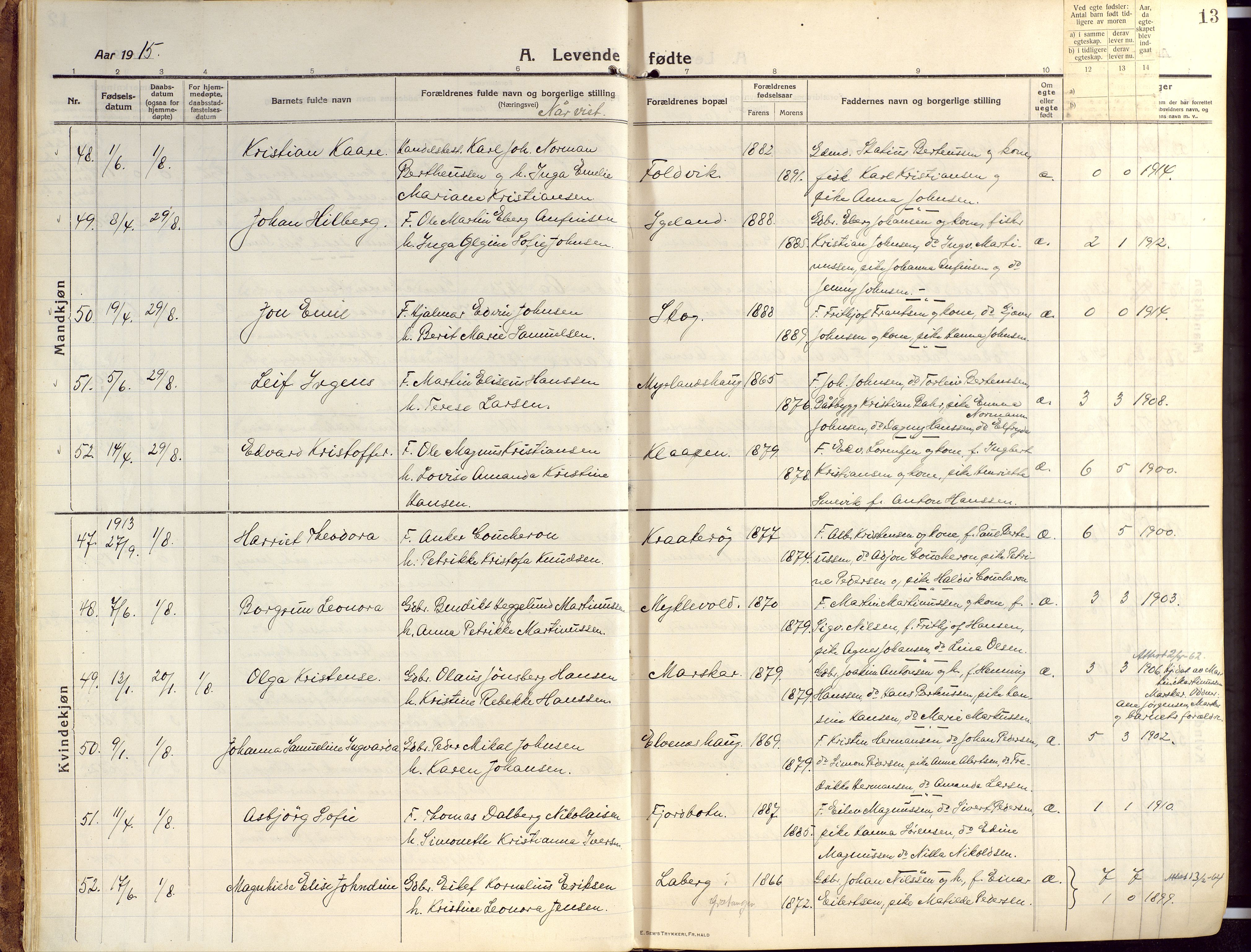 Ibestad sokneprestembete, AV/SATØ-S-0077/H/Ha/Haa/L0018kirke: Parish register (official) no. 18, 1915-1929, p. 13