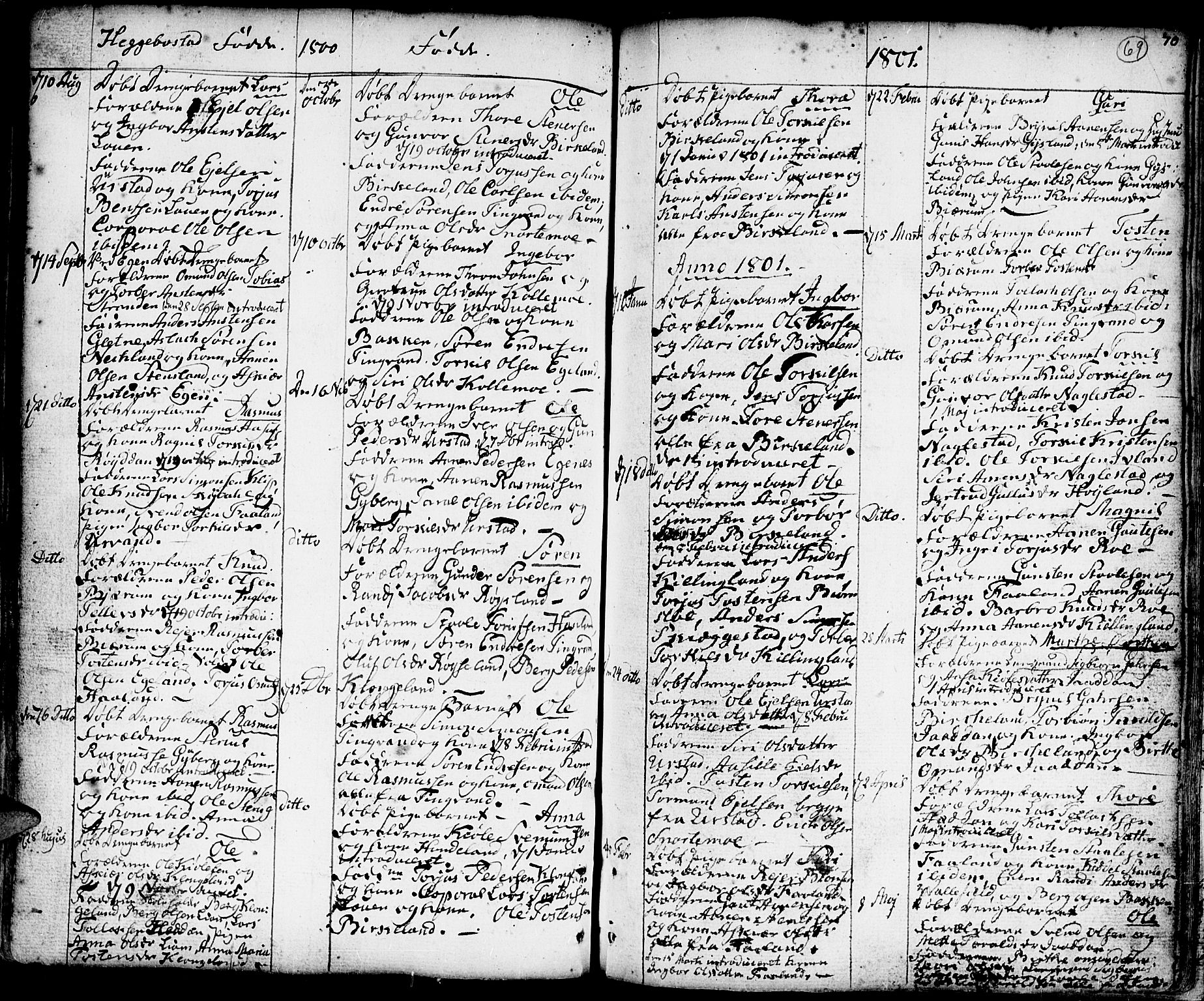 Hægebostad sokneprestkontor, SAK/1111-0024/F/Fa/Faa/L0001: Parish register (official) no. A 1 /1, 1760-1820, p. 69