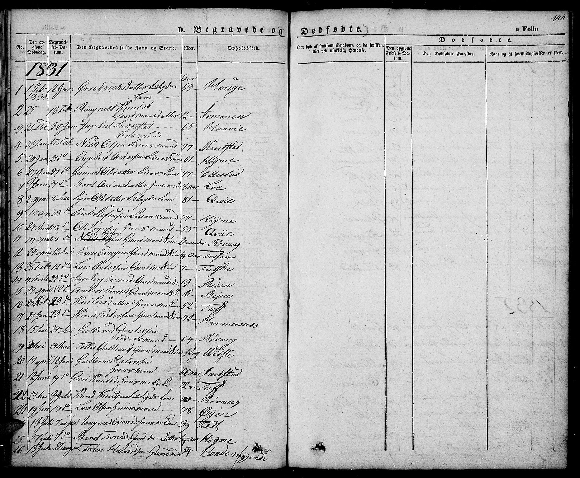 Slidre prestekontor, AV/SAH-PREST-134/H/Ha/Haa/L0003: Parish register (official) no. 3, 1831-1843, p. 144