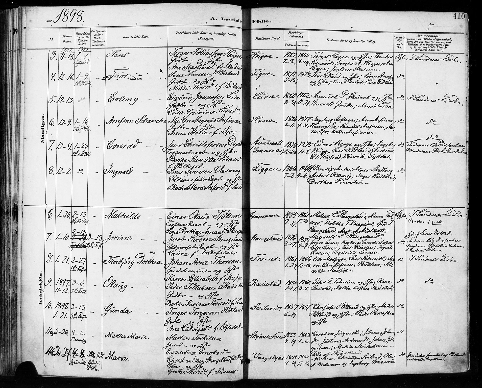 Høyland sokneprestkontor, SAST/A-101799/001/30BA/L0013: Parish register (official) no. A 13.1, 1889-1898, p. 110