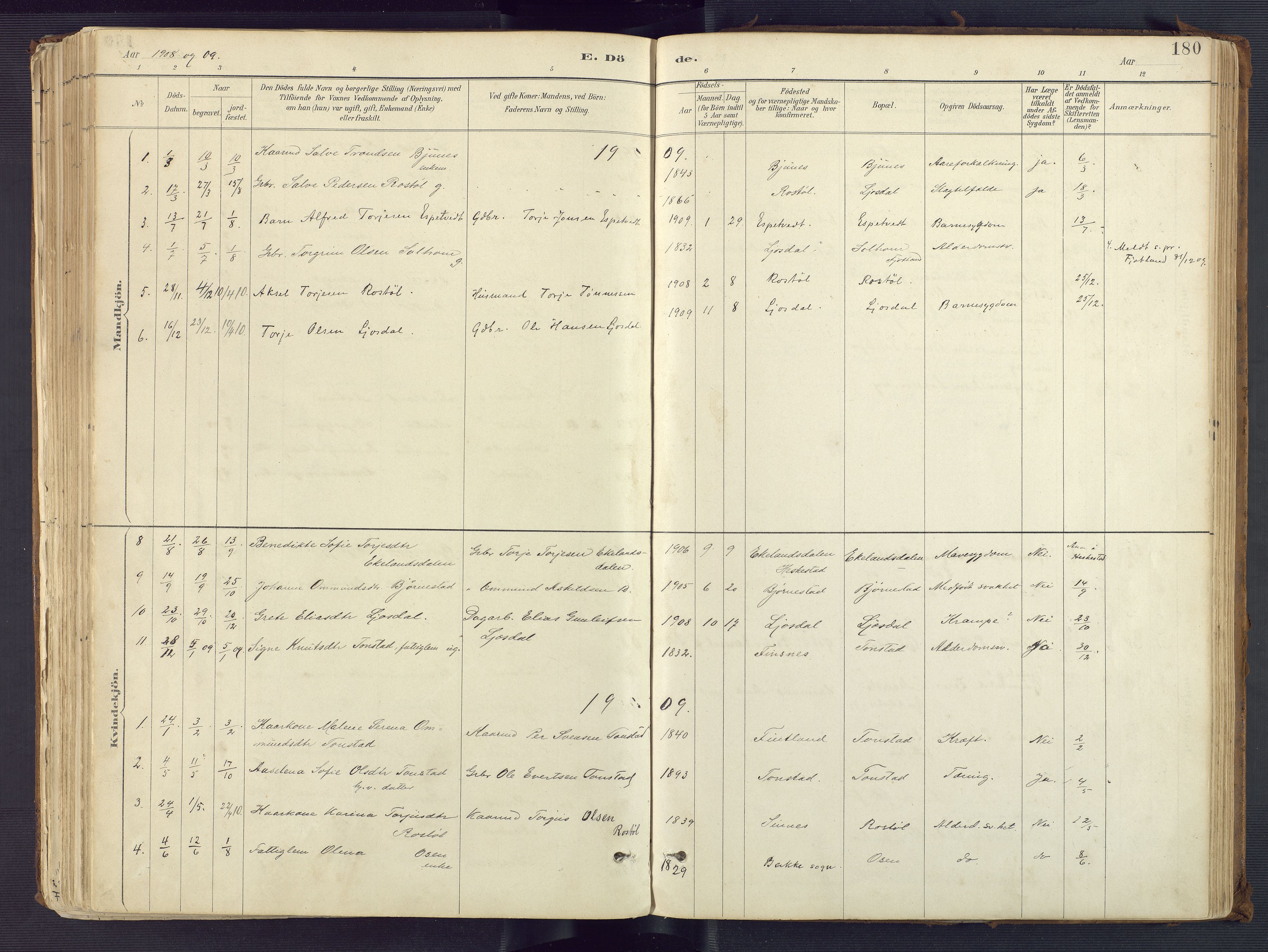 Sirdal sokneprestkontor, AV/SAK-1111-0036/F/Fa/Fab/L0004: Parish register (official) no. A 4, 1887-1919, p. 180