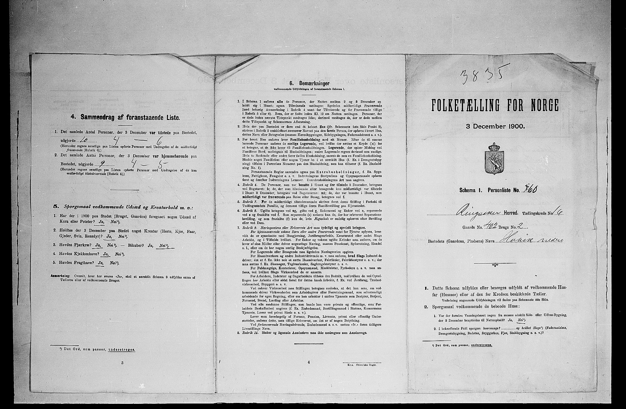 SAH, 1900 census for Ringsaker, 1900, p. 96