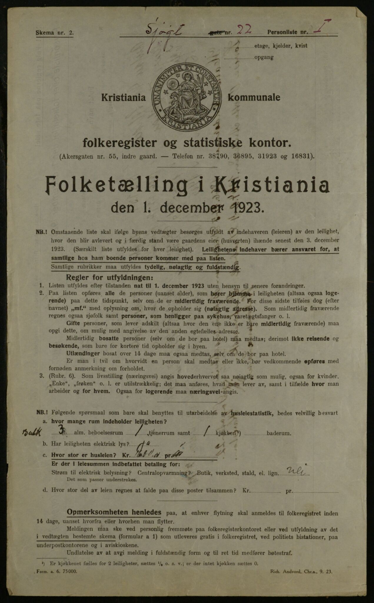 OBA, Municipal Census 1923 for Kristiania, 1923, p. 105543