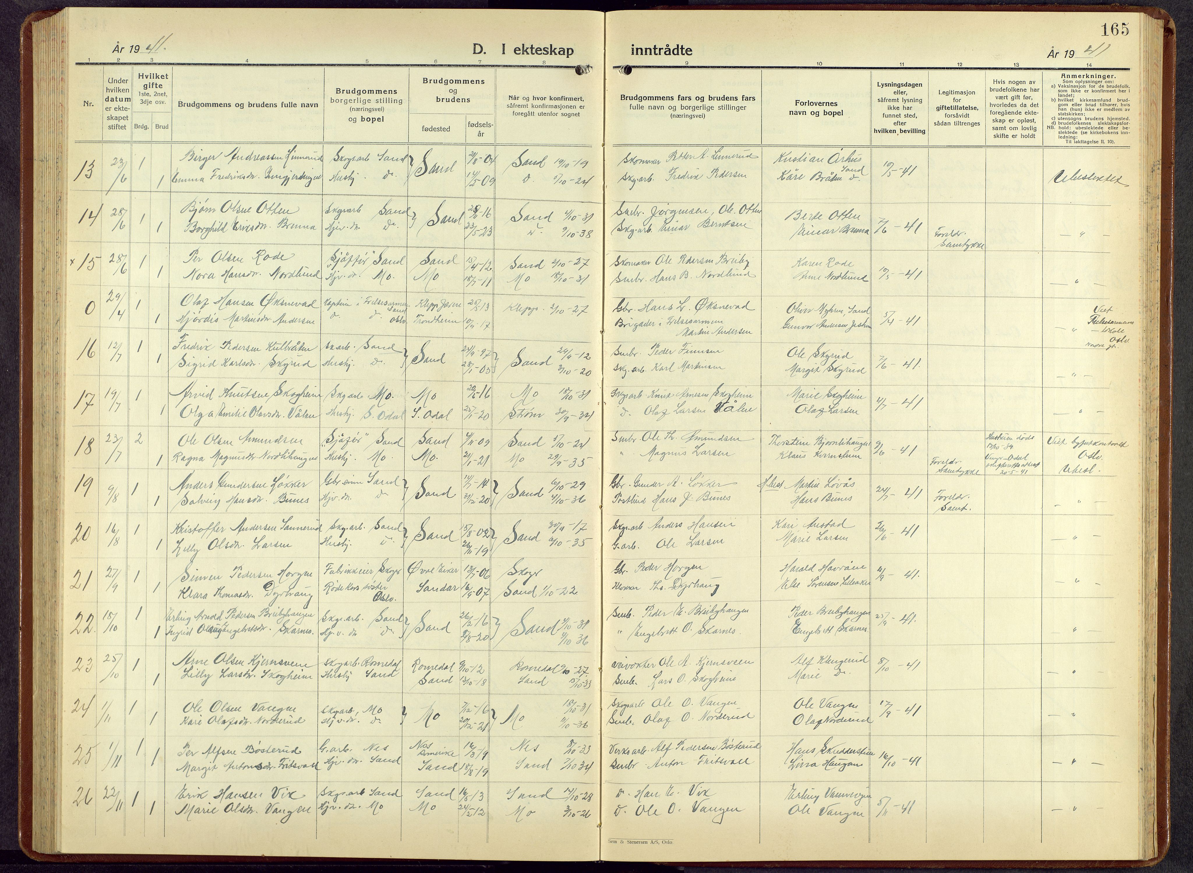 Nord-Odal prestekontor, AV/SAH-PREST-032/H/Ha/Hab/L0007: Parish register (copy) no. 7, 1939-1957, p. 165