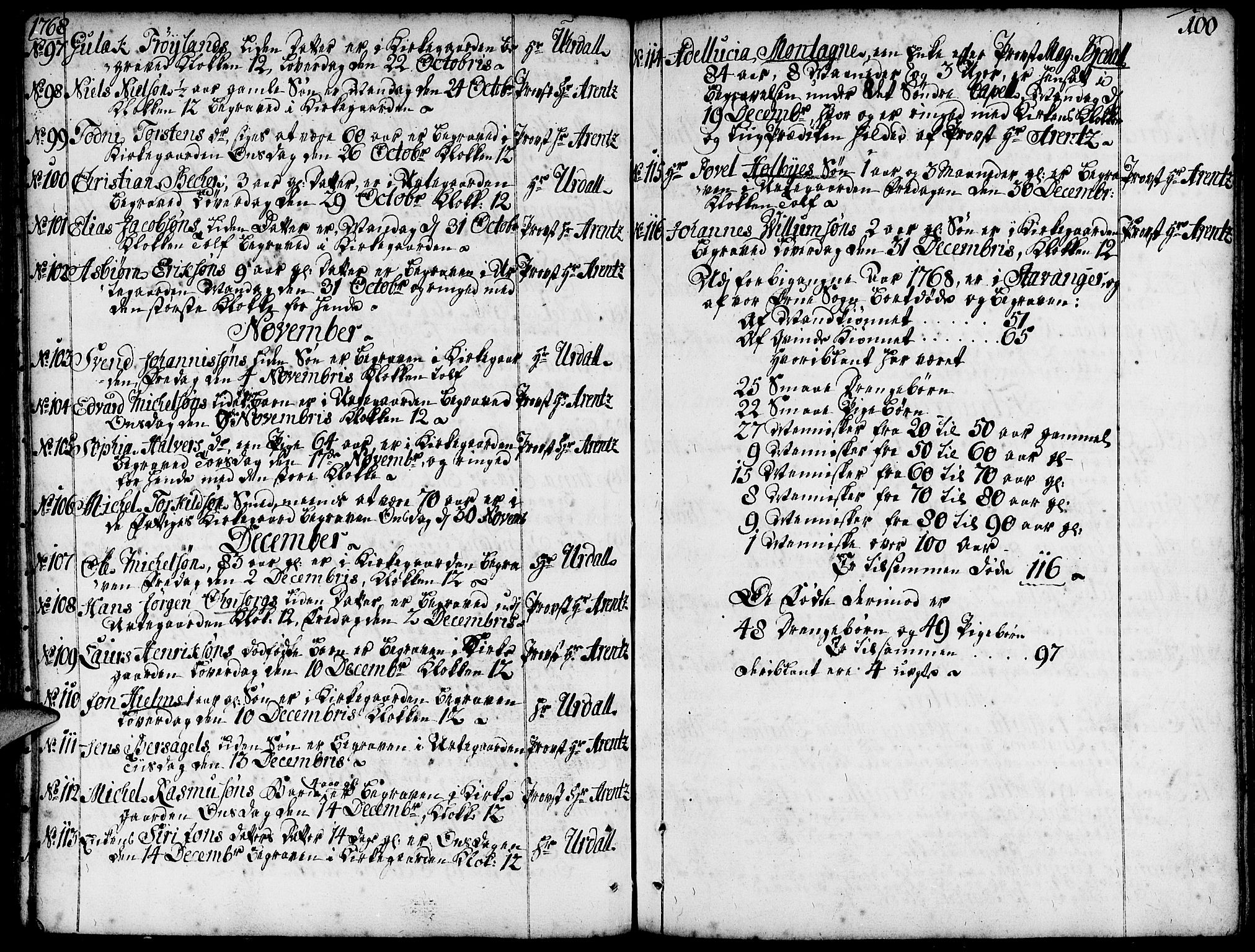 Domkirken sokneprestkontor, SAST/A-101812/001/30/30BA/L0005: Parish register (official) no. A 5, 1744-1788, p. 100