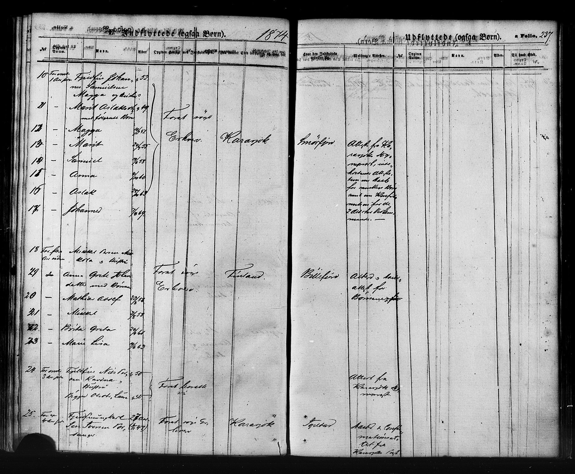 Kistrand/Porsanger sokneprestembete, AV/SATØ-S-1351/H/Ha/L0005.kirke: Parish register (official) no. 5, 1860-1874, p. 237