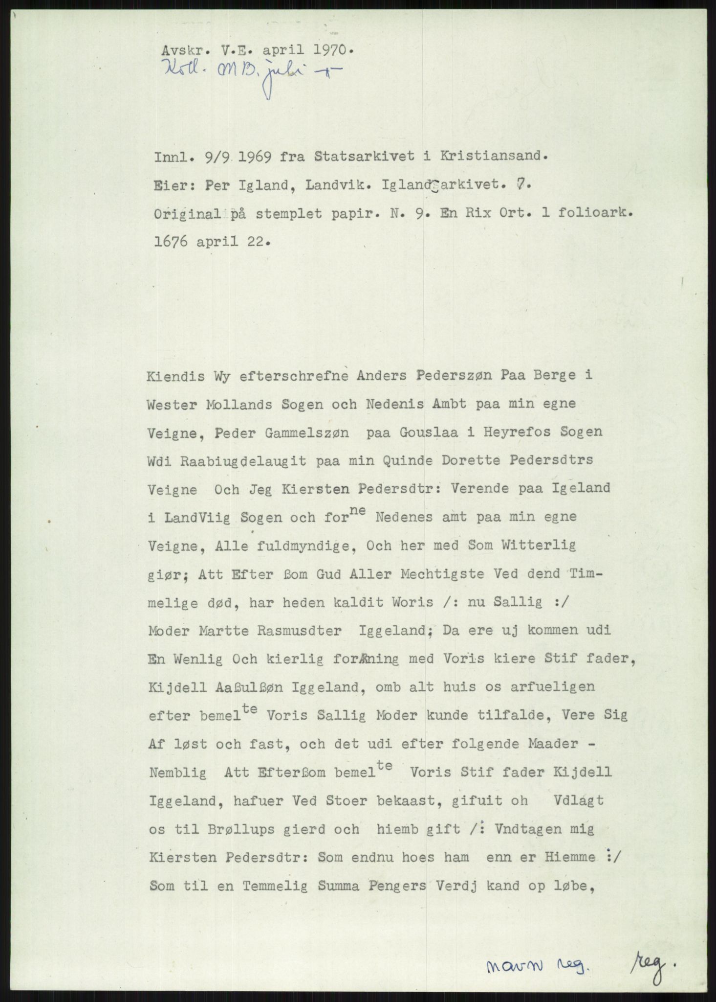 Samlinger til kildeutgivelse, Diplomavskriftsamlingen, AV/RA-EA-4053/H/Ha, p. 3340