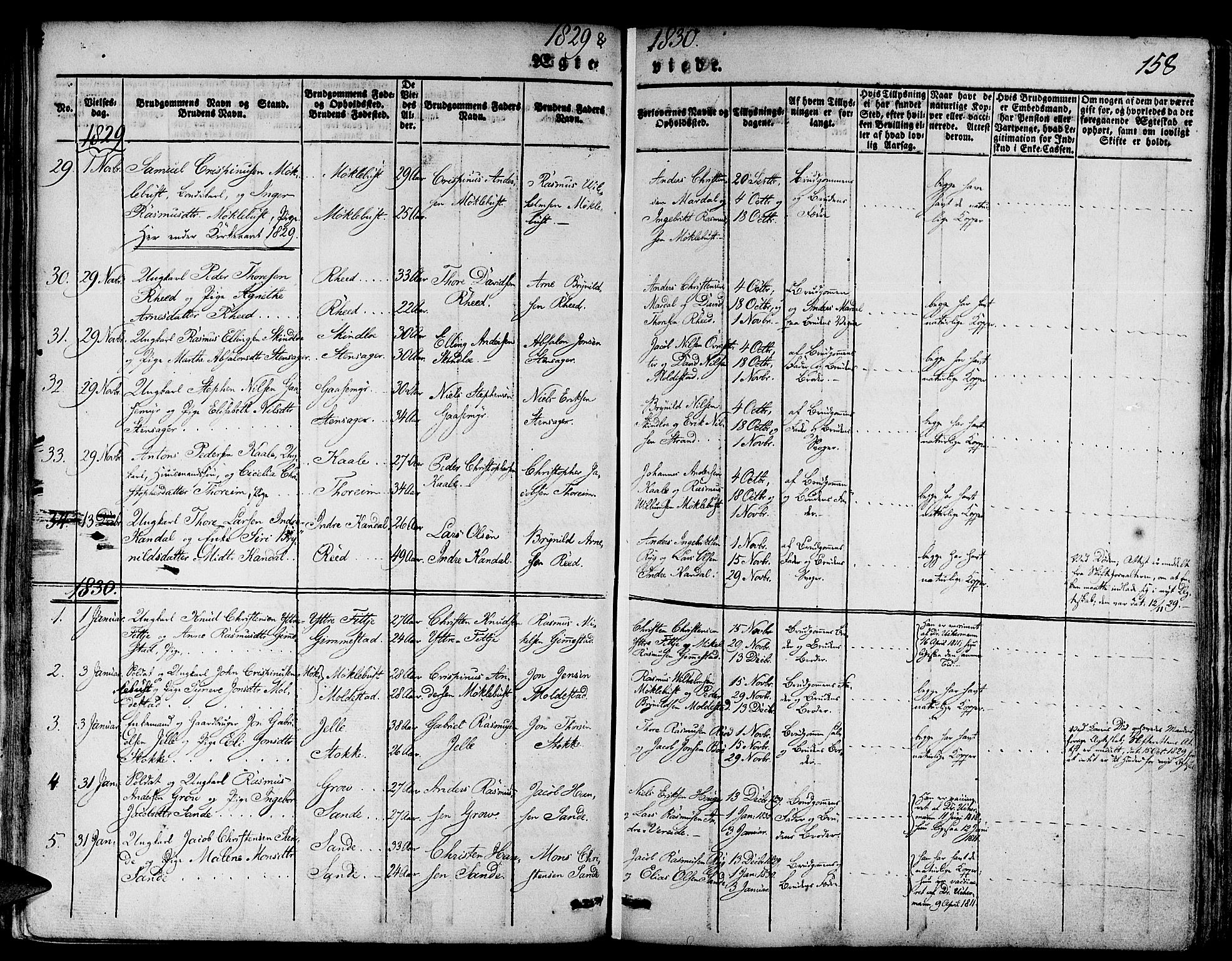 Gloppen sokneprestembete, AV/SAB-A-80101/H/Haa/Haaa/L0007: Parish register (official) no. A 7, 1827-1837, p. 158