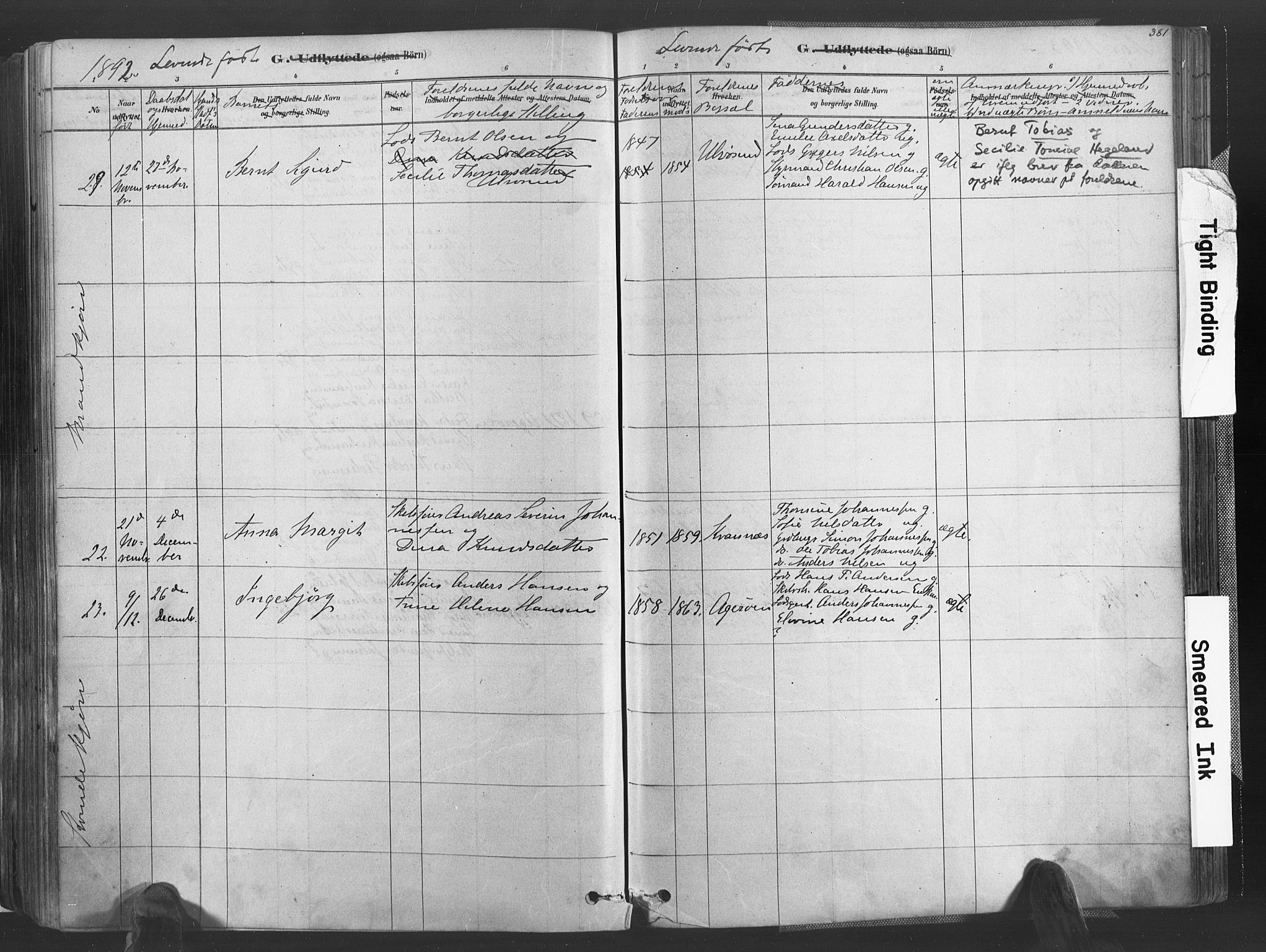Høvåg sokneprestkontor, SAK/1111-0025/F/Fa/L0005: Parish register (official) no. A 5, 1878-1893, p. 381