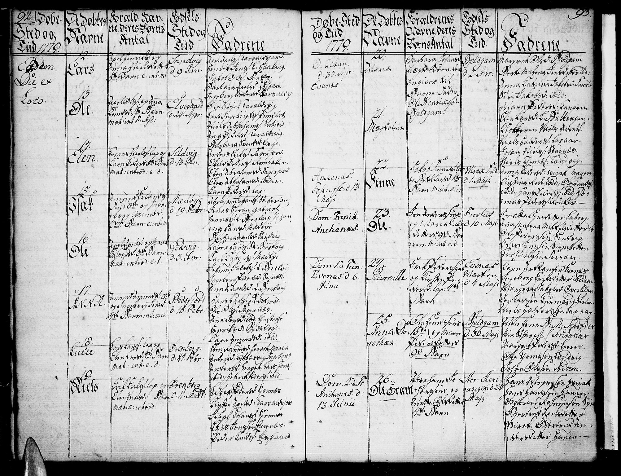 Ministerialprotokoller, klokkerbøker og fødselsregistre - Nordland, SAT/A-1459/863/L0892: Parish register (official) no. 863A04, 1765-1794, p. 92-93